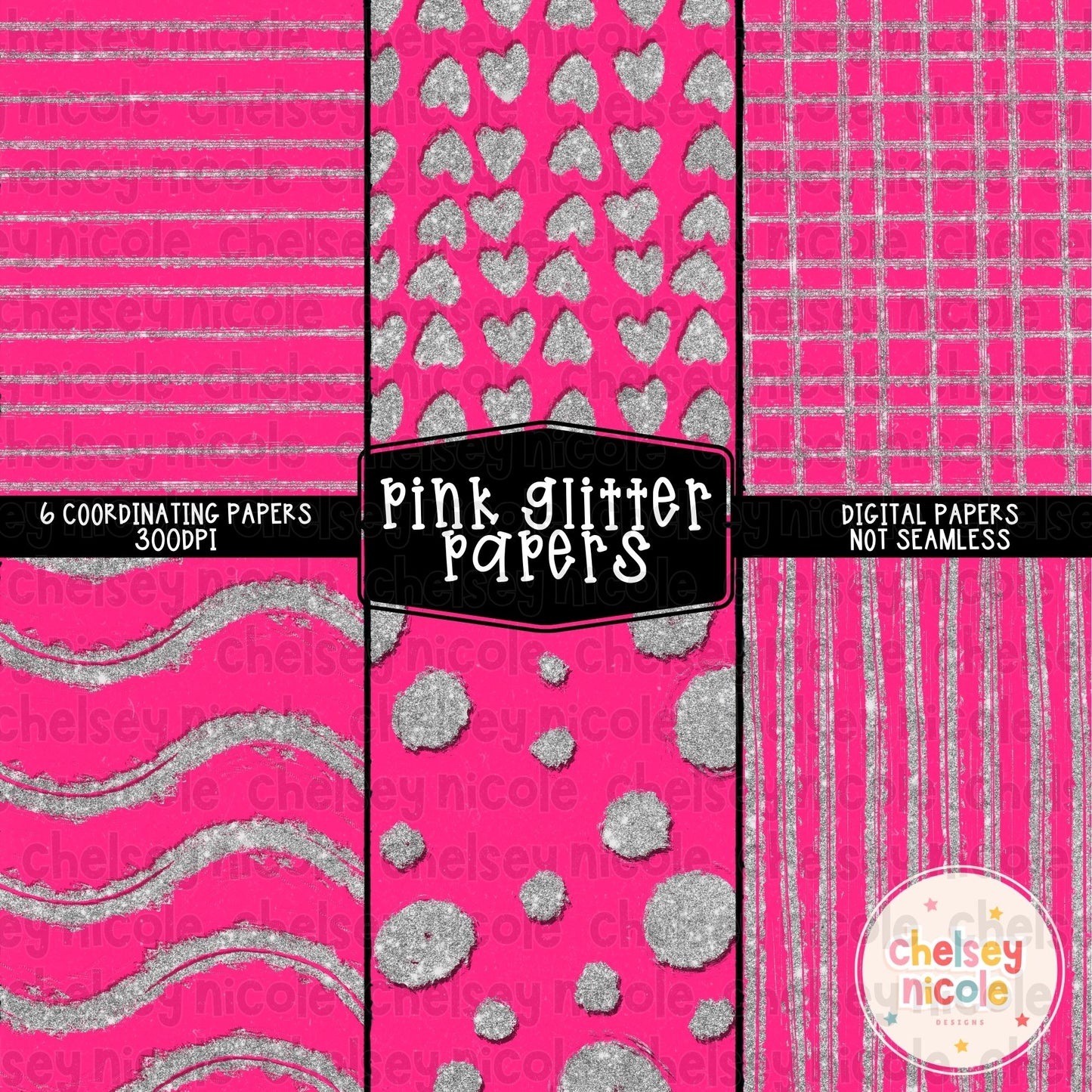 Pink Glitter Digital Paper Bundle