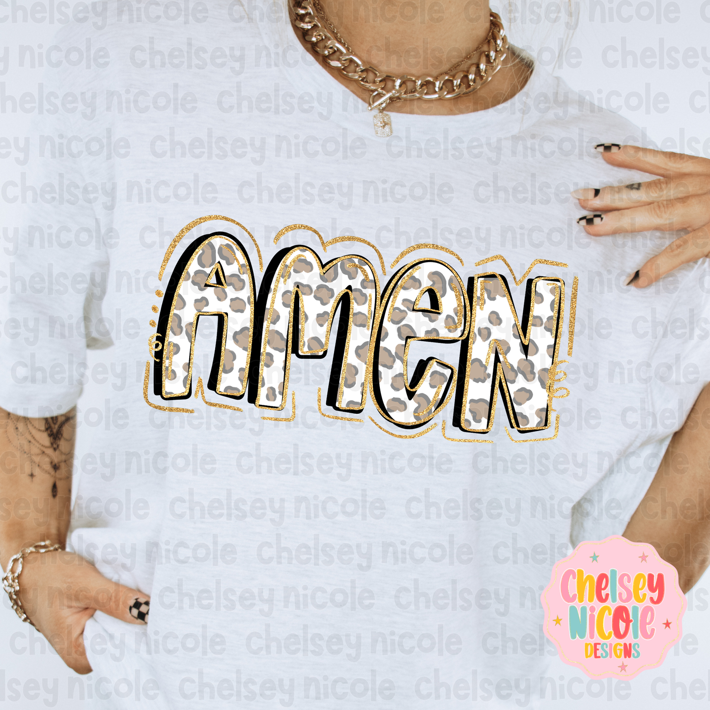 Amen Glitter Cheetah PNG | Hand Drawn Christian PNG| Cheetah Christian Design | Design for Sublimation, DTF and more