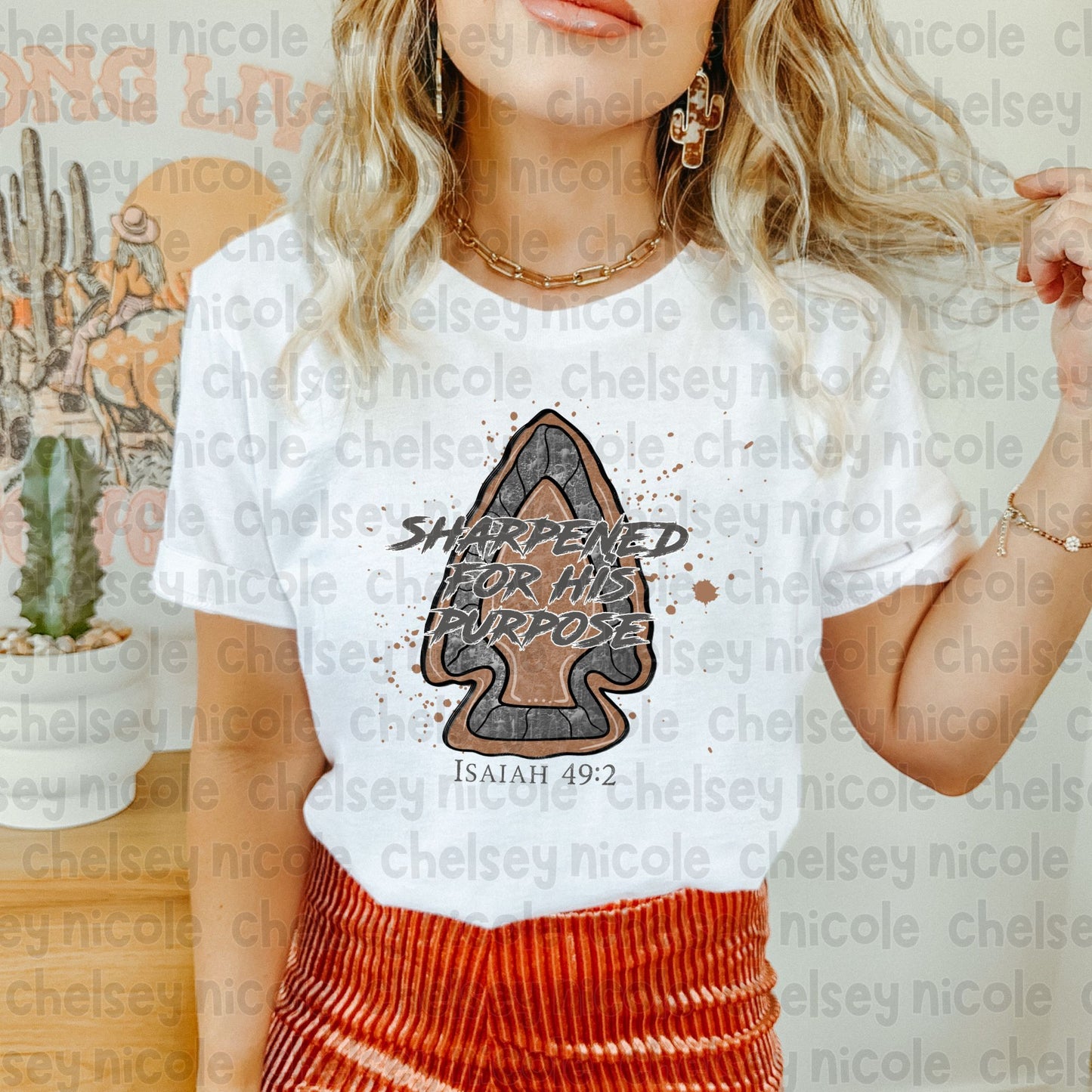 Sharpened For His Purpose (Brown) PNG - Arrowhead Scripture PNG - Brown Arrow PNG - Women/Men PNG