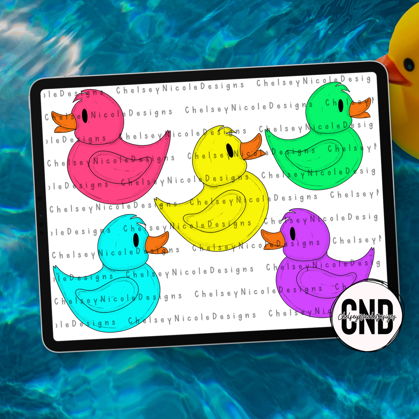 Neon Rubber Duck Clip Art Set