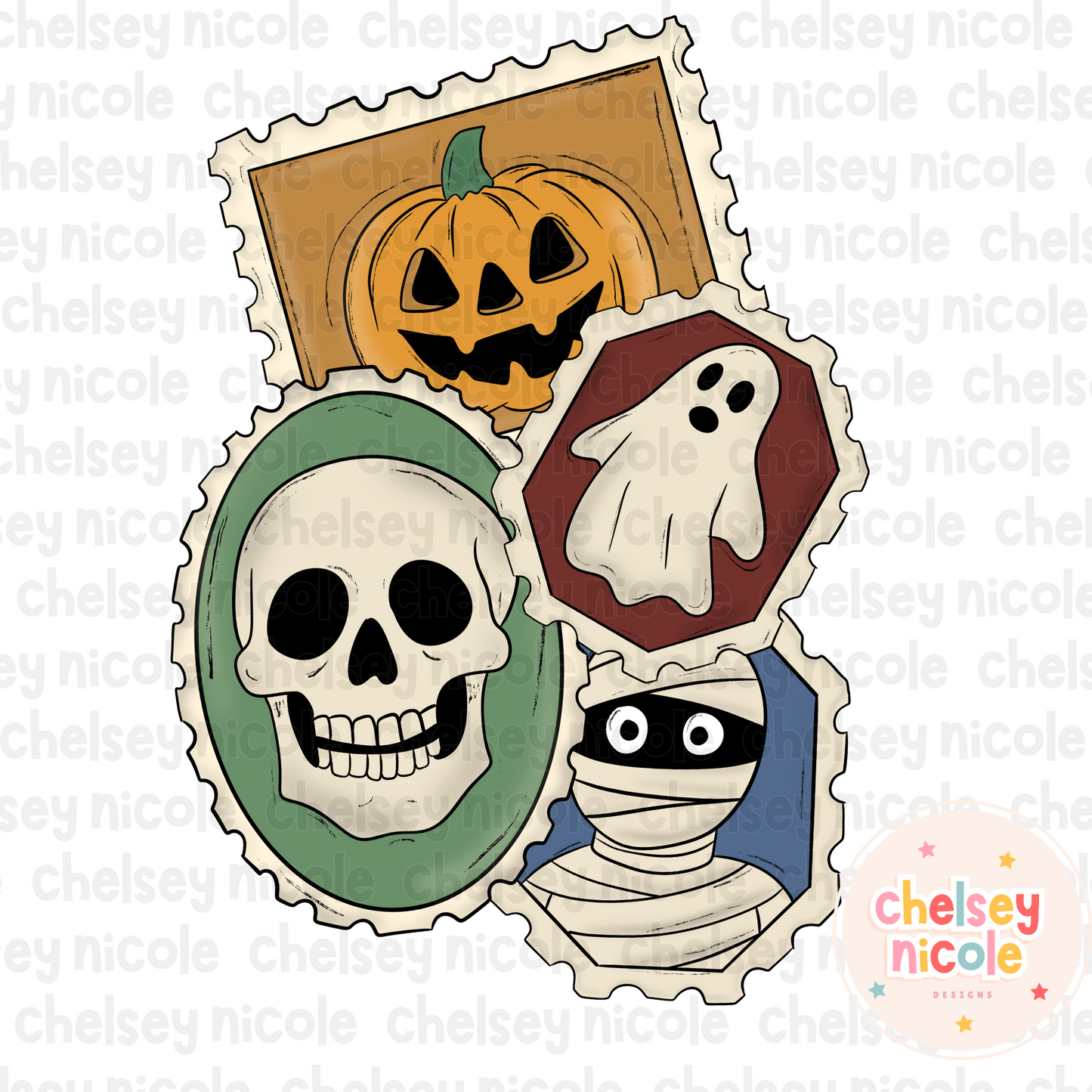 Spooky Stamps PNG | Halloween Postage Stamps PNG | Spooky Mail PNG
