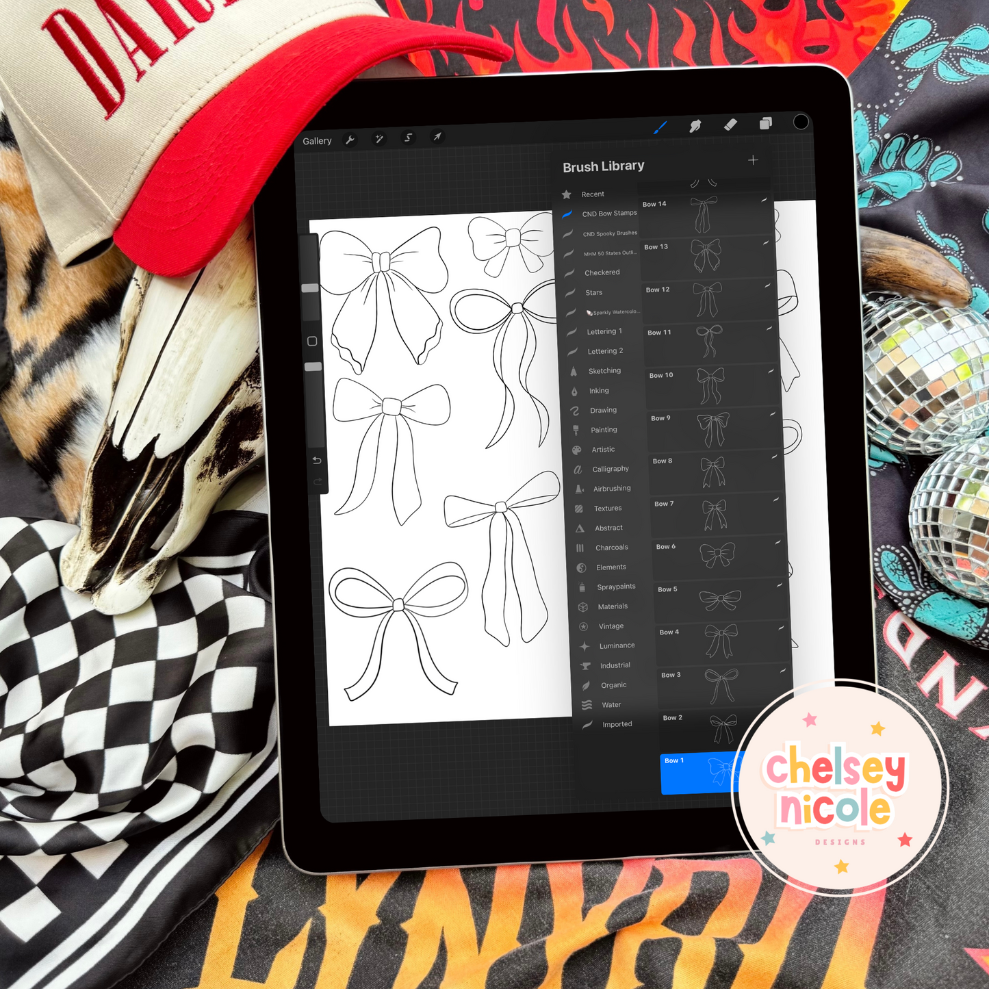 Bow Procreate Brush Stamp Set - Coquette Procreate Stamps - Easy to use Procreate stamp set