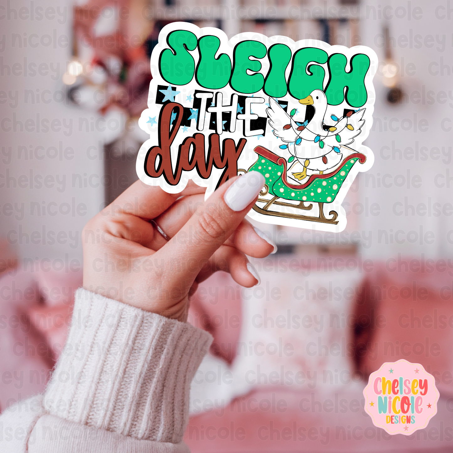 Sleigh The Day PNG | Sleigh The Day Goose PNG | Silly Christmas Goose PNG | Digital Design for DTF & Sublimation