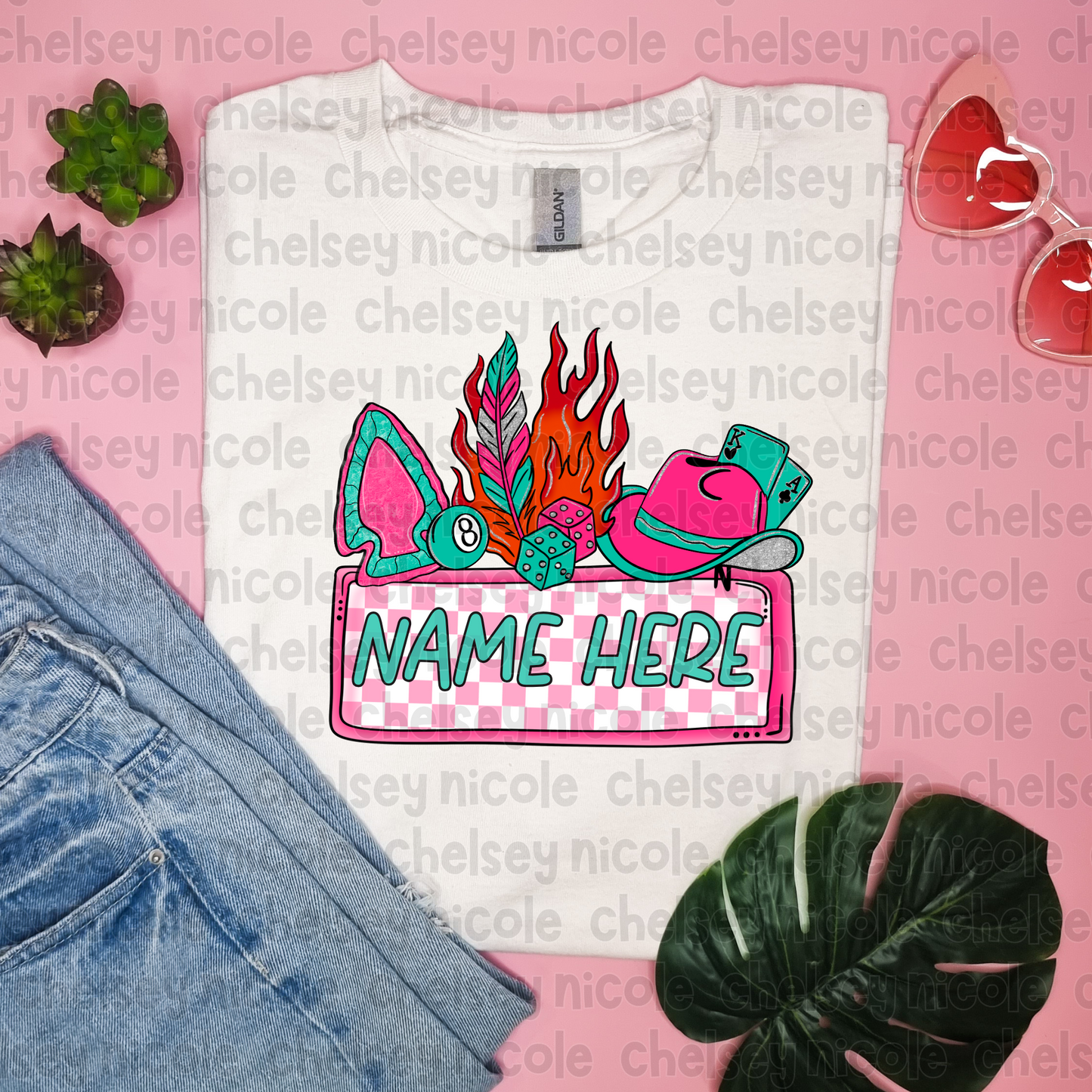 Retro Rodeo Pink Name Plate PNG - Western Pink Name Plate PNG * ADD YOUR OWN NAME*