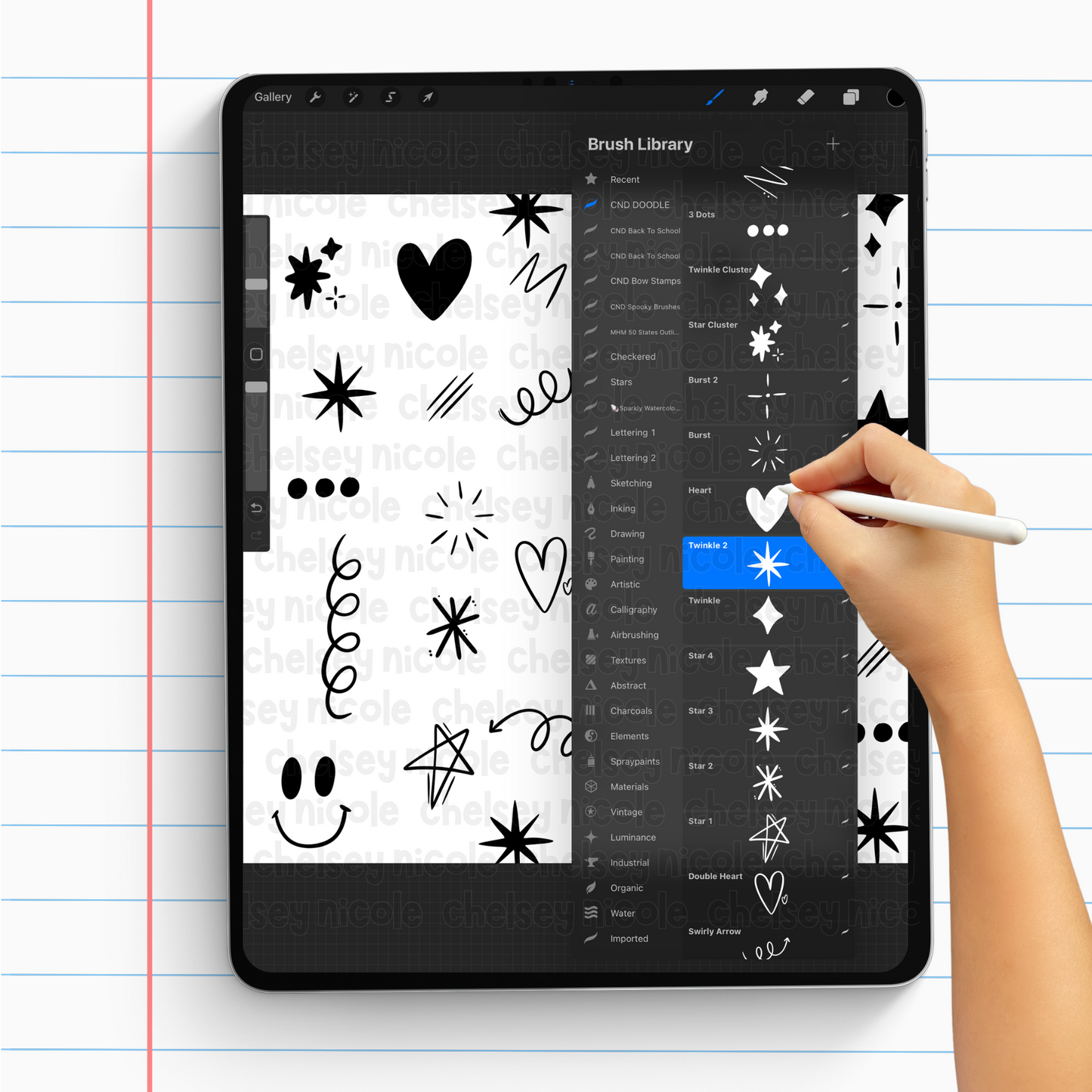 Doodle Stamps | 20 procreate accent/doodle stamps | Procreate Stamps for Digital Design | Hand drawn procreate stamps