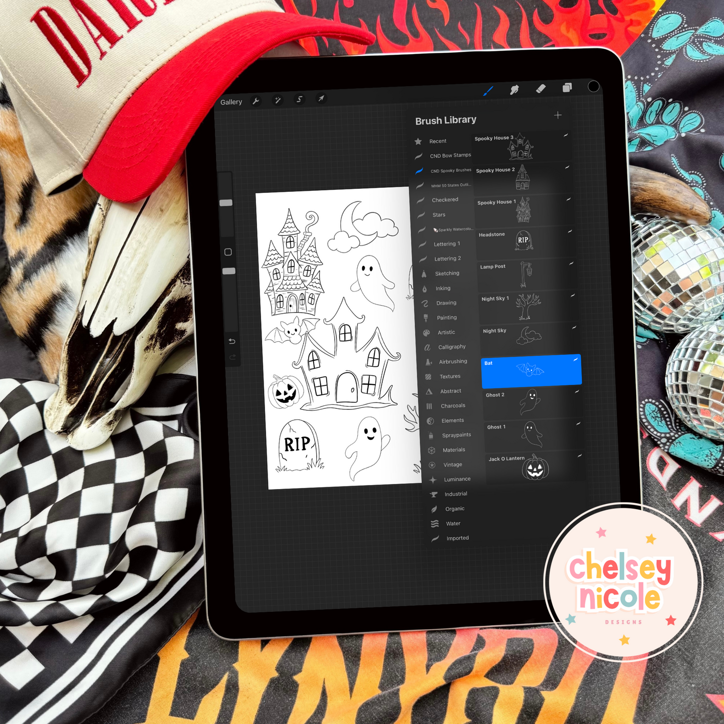 Spooky Halloween Procreate Brush Stamp Set - Haunted Manison/Hanuted House Procreate Stamps - Easy to use Procreate stamp set