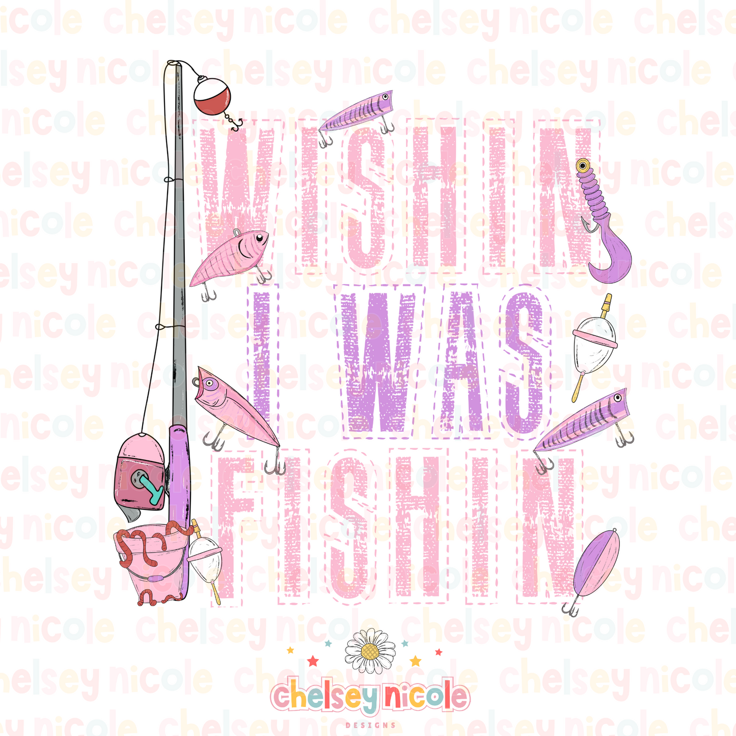 Wishin' I was Fishin PNG - Pink Fishing PNG - Girls Fishing PNG