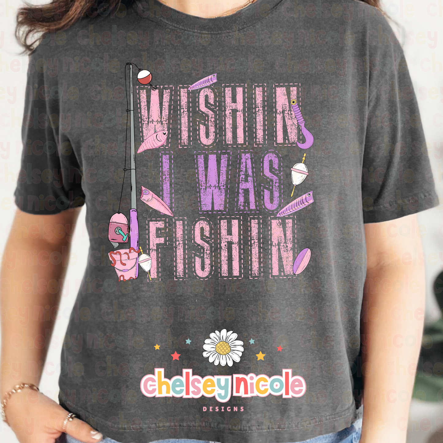 Wishin' I was Fishin PNG - Pink Fishing PNG - Girls Fishing PNG