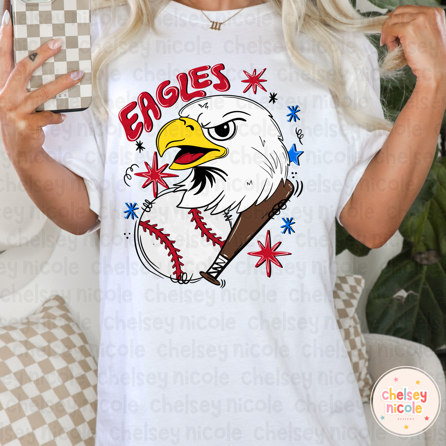 Eagles Baseball PNG | Eagle Mascot PNG | Hand Drawn Baseball Digital Design