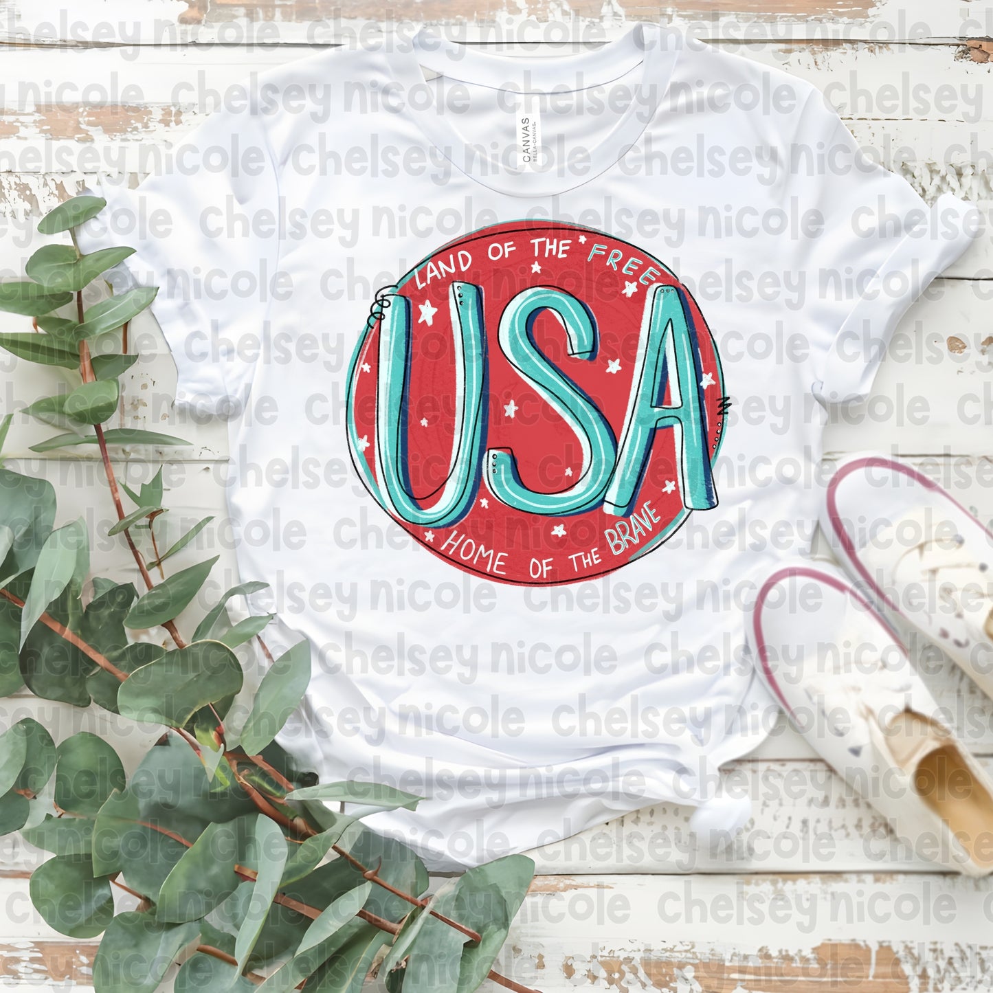 Handlettered USA Circle PNG - Land of the Free Home of the Brave PNG - USA PNG
