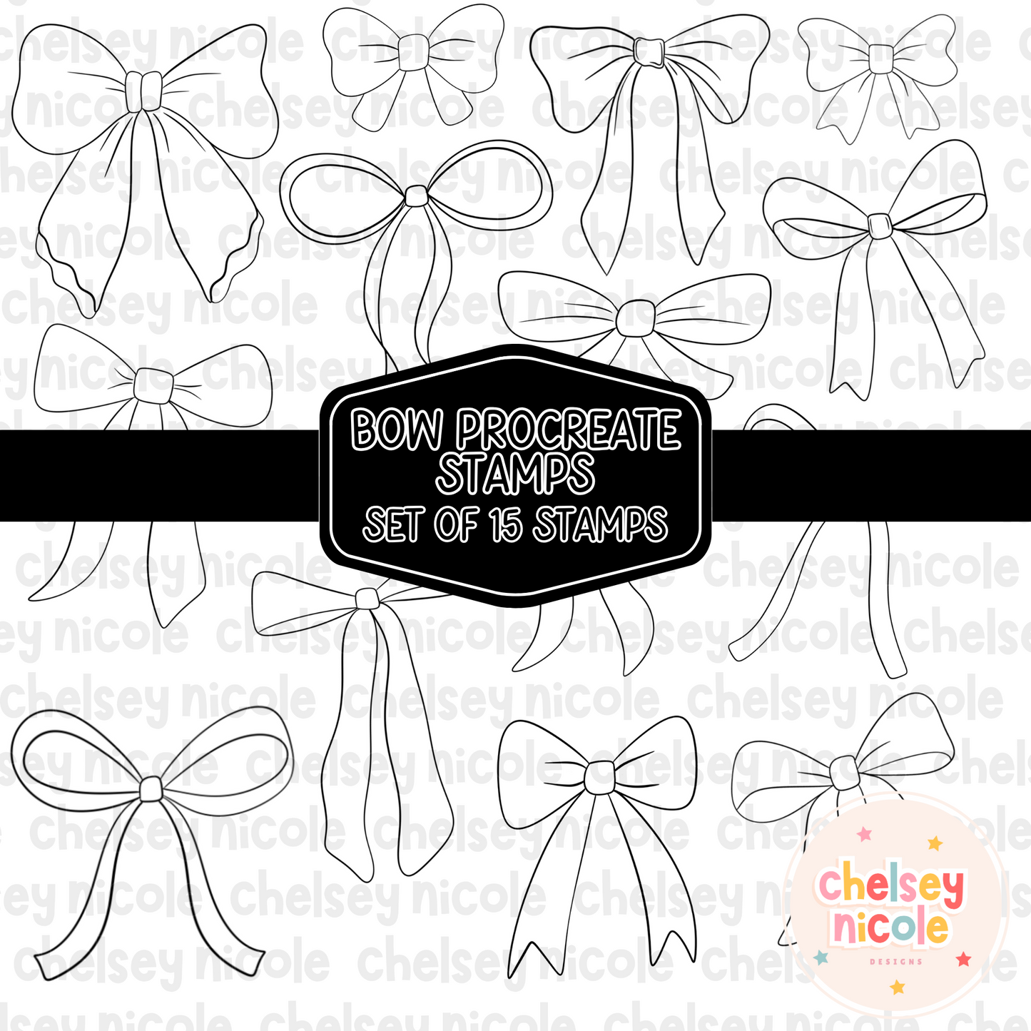 Bow Procreate Brush Stamp Set - Coquette Procreate Stamps - Easy to use Procreate stamp set