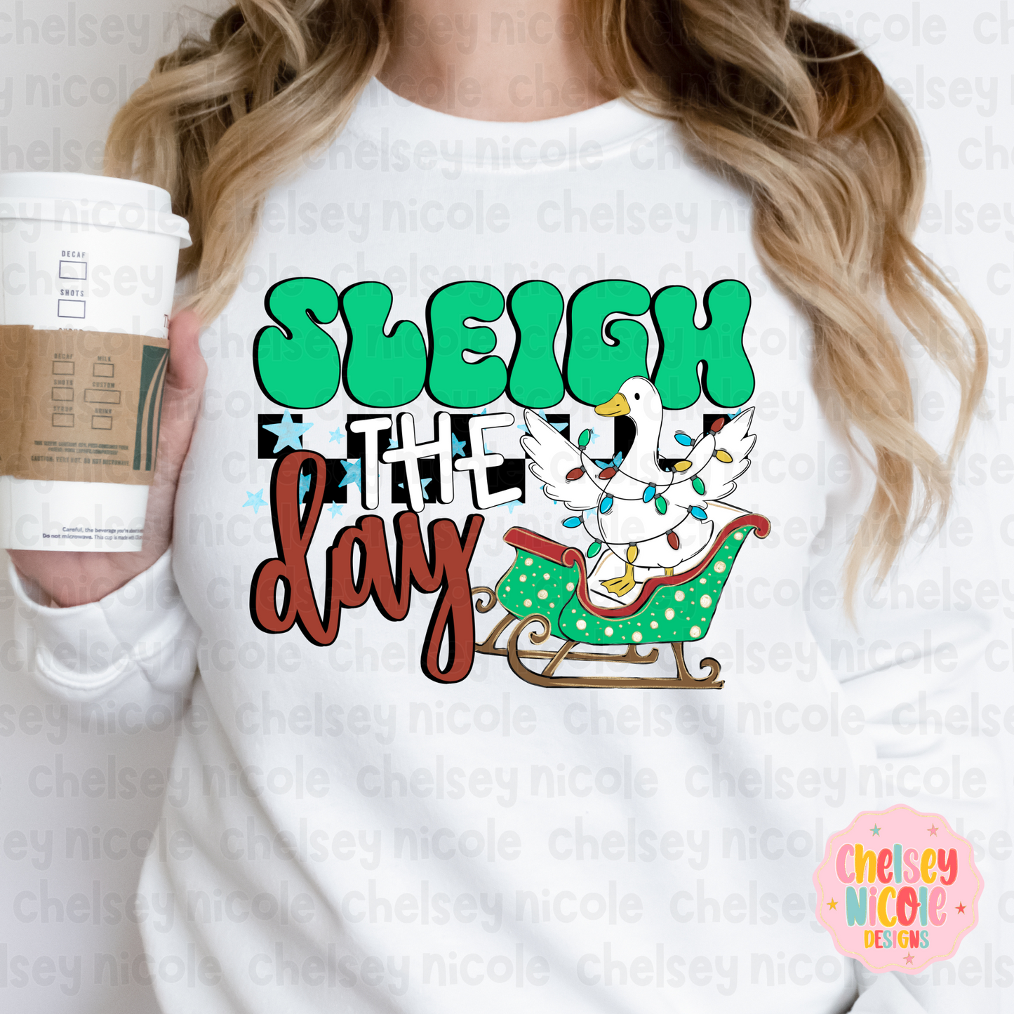 Sleigh The Day PNG | Sleigh The Day Goose PNG | Silly Christmas Goose PNG | Digital Design for DTF & Sublimation