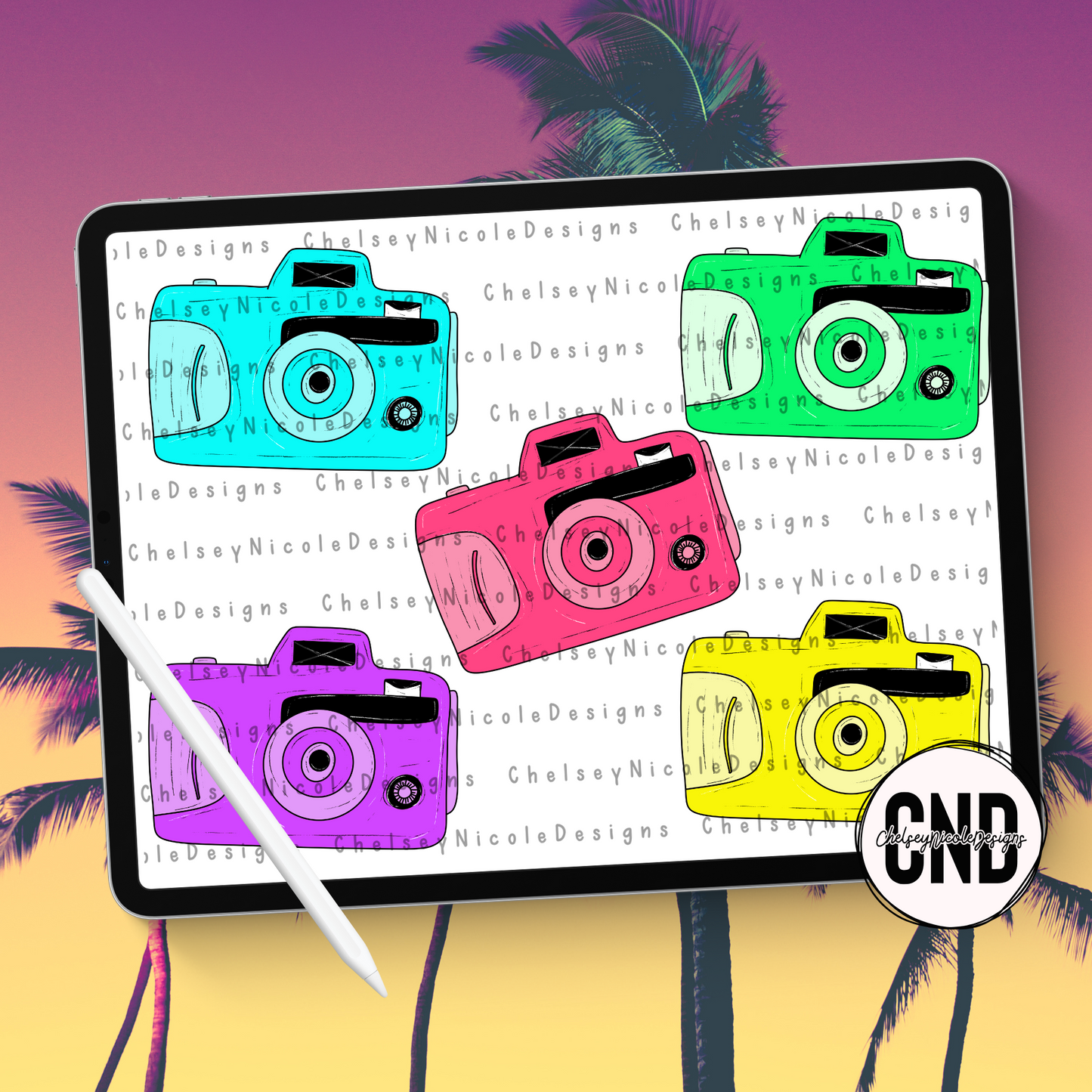 Neon Camera Clip Art Set