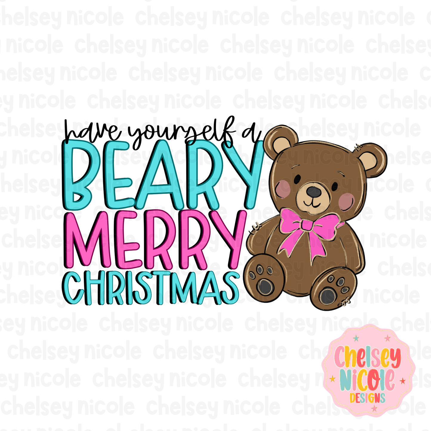 Have Yourself A Berry Merry Christmas PNG | Bear Christmas PNG | Beary Merry | Cute Christmas PNG | Design for sublimation and DTF (Copy)