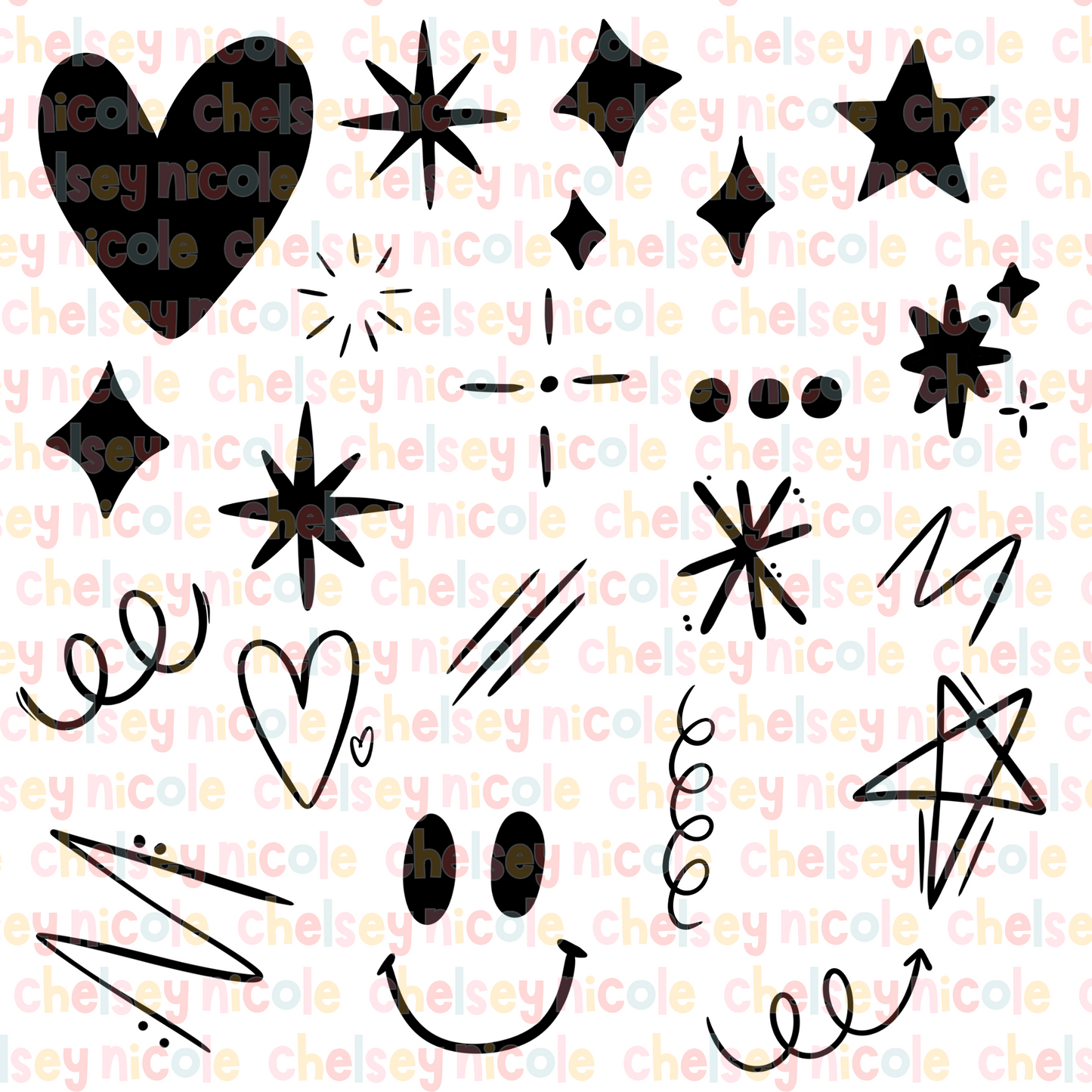 Doodle Stamps | 20 procreate accent/doodle stamps | Procreate Stamps for Digital Design | Hand drawn procreate stamps