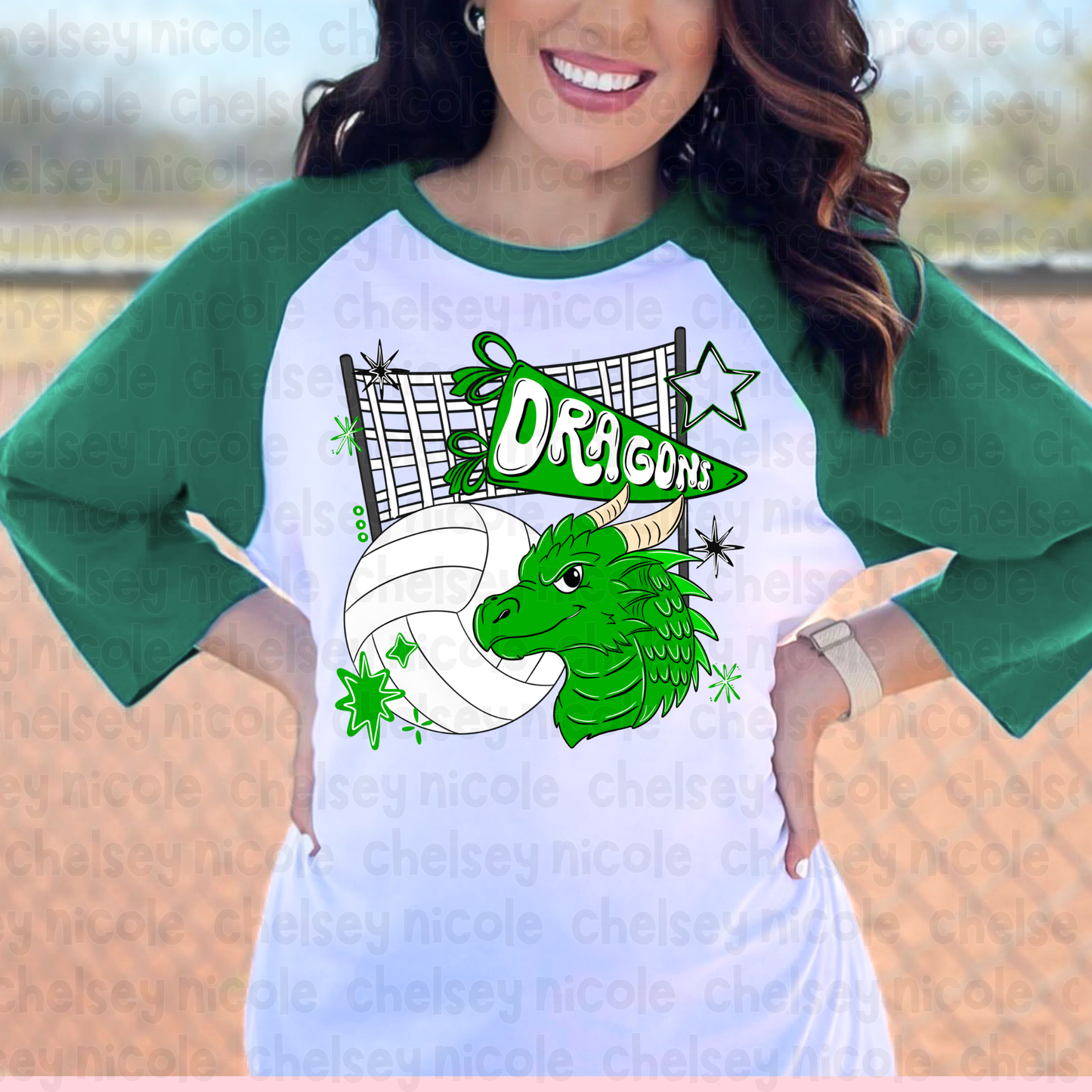 Dragons Volleyball PNG |Dragon Mascot PNG | Hand Drawn Volleyball Digital Design