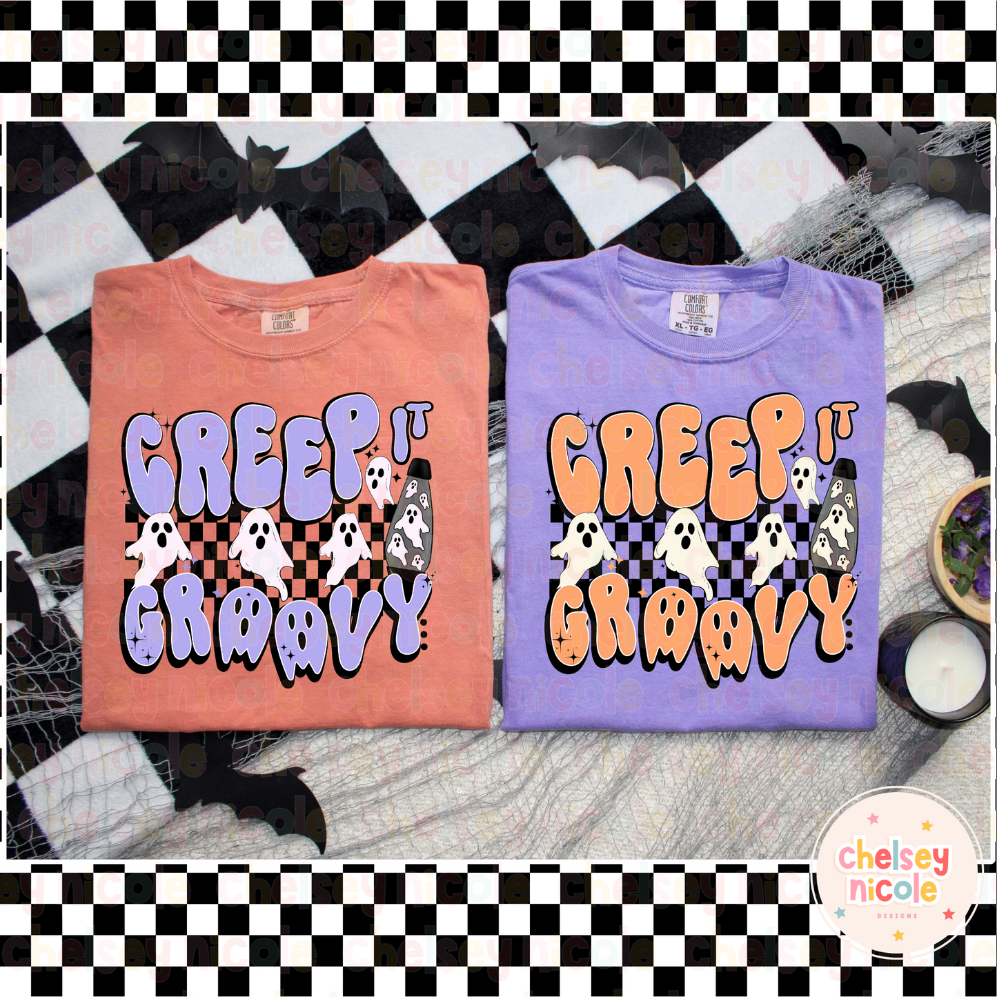 Creep It Groovy PNG - Spooky Ghost Lava Lamp PNG - Ghost Retro Checker PNG