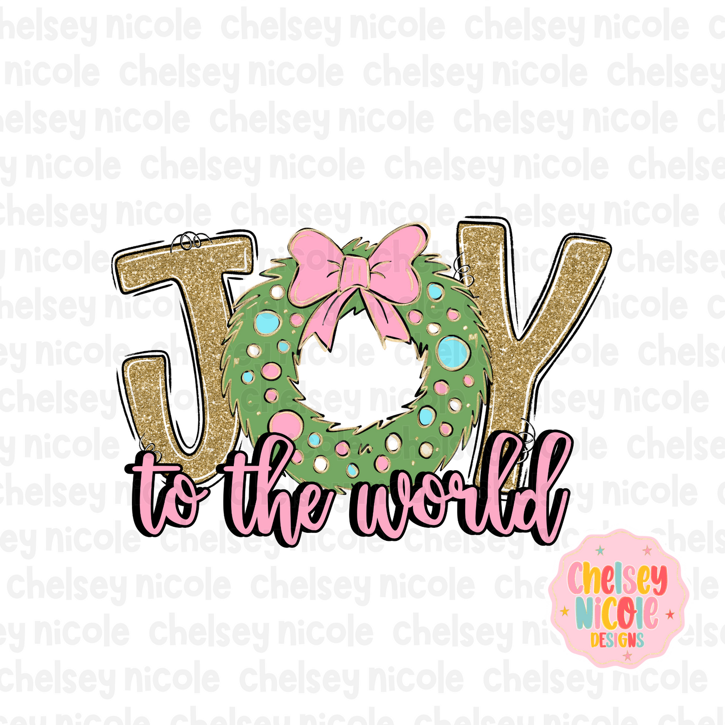 Glitter Joy To The World PNG | Hand Drawn Christmas PNG | Gold Glitter Christmas PNG | Glitter Christmas Design for DTF/Sublimation and more