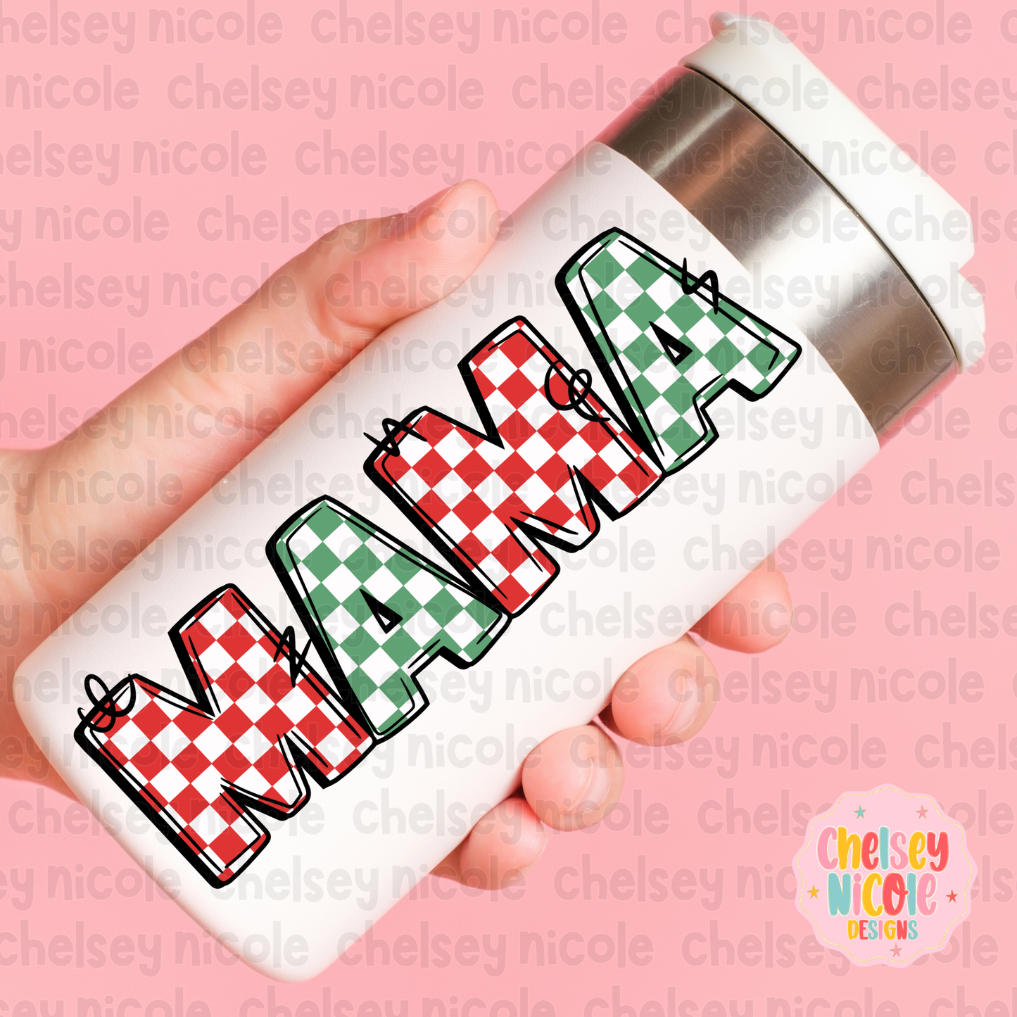 Red Green Checker Mama PNG | Christmas Mama PNG | Cute Trendy Christmas Design | Designs for DTF and Sublimation