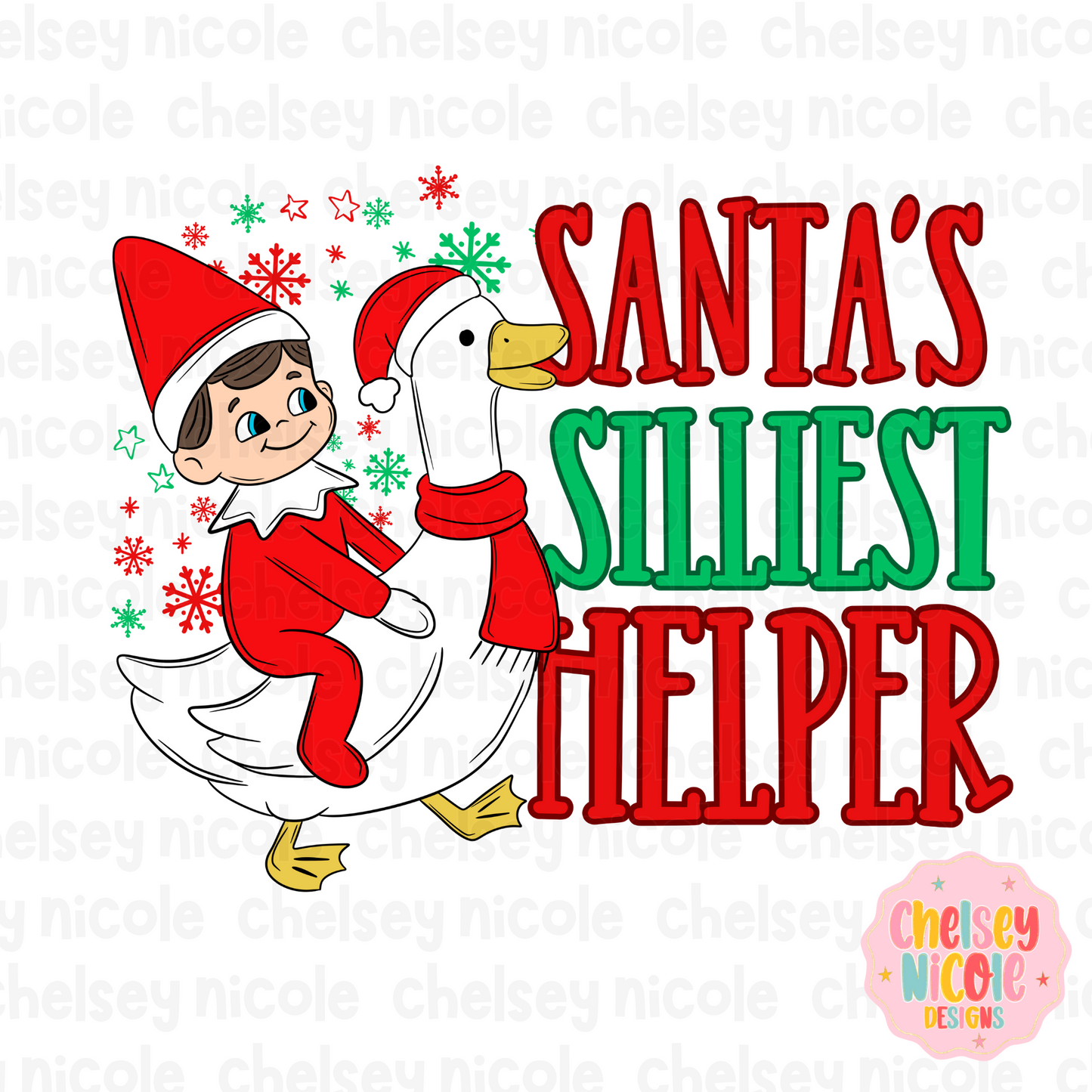 Santas Silliest Helper PNG | Cute Elf PNG | Goose Elf PNG | Digital Design for DTF/Sublimation