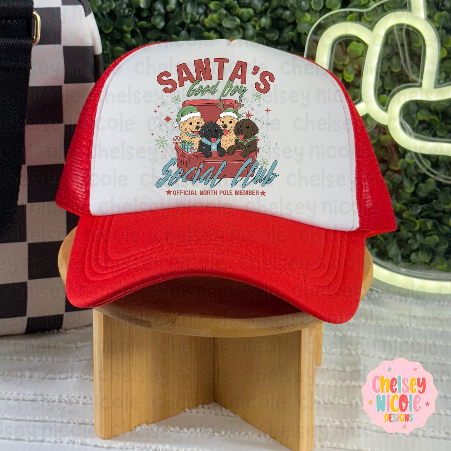 Santas Good Boy Social Club | Golden Retriever Christmas PNG | Christmas Social Club PNG | Design for DTF and Sublimation