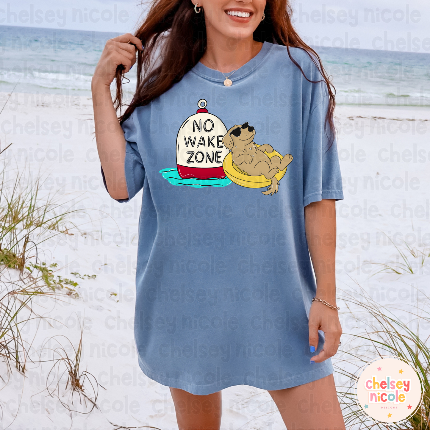 No Wake Zone - Dog Float PNG | Dog Lake PNG | Cute Lake Kids PNG (Yellow)