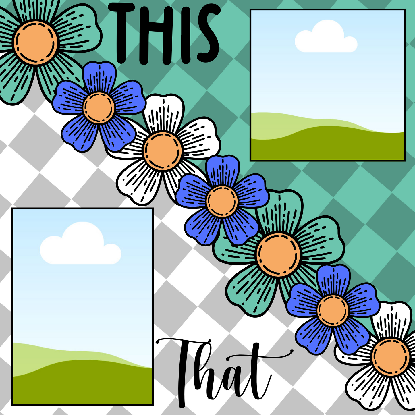 Retro Floral Social Media Canva Template