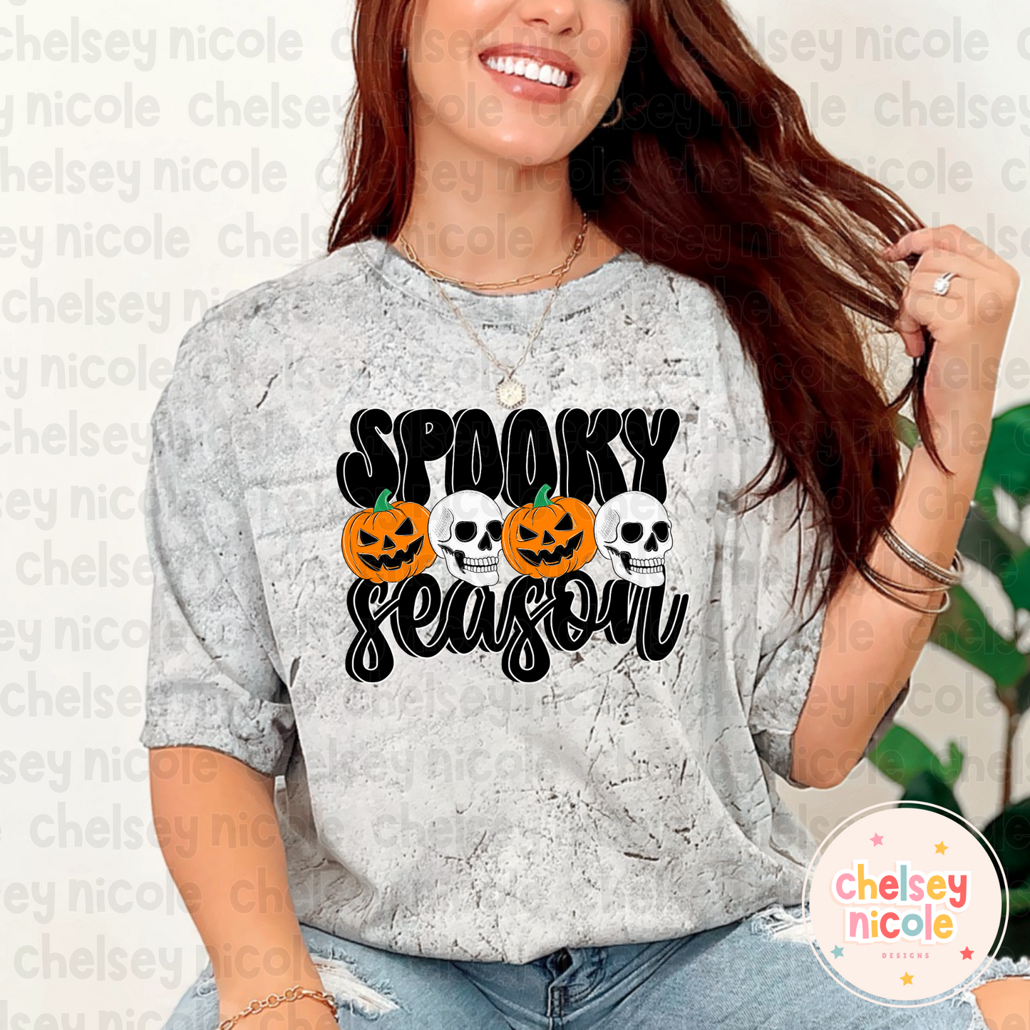 Spooky Season PNG | Retro Spooky Season Design | Spooky Season Pumpkin Skull PNG