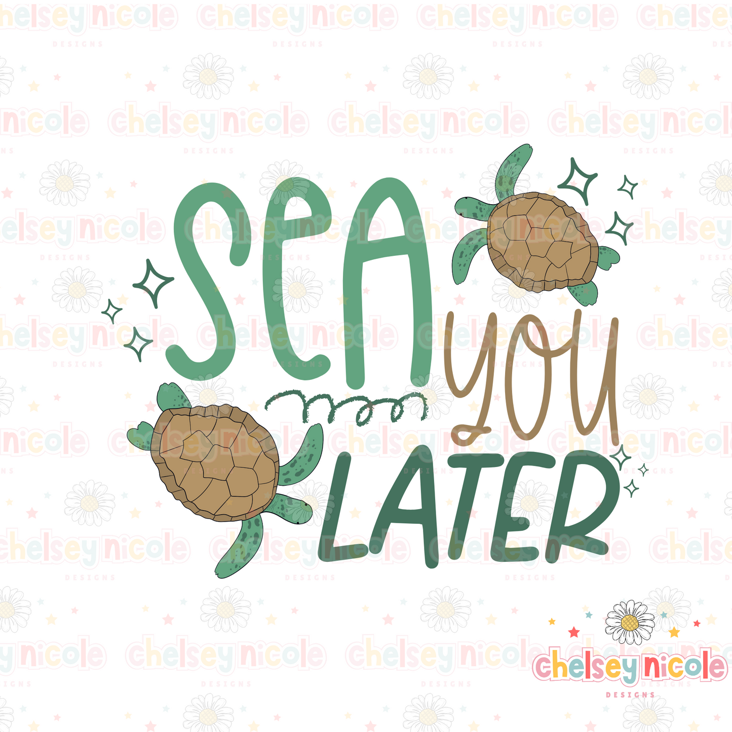 Sea You Later PNG - Sea Turtle PNG - Cute Beach PNG