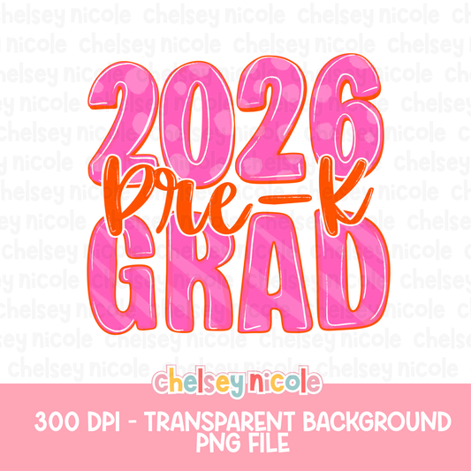 2026 Pre-K Grad Bright Retro | Fun Graduation PNG | Girl Graduation Design