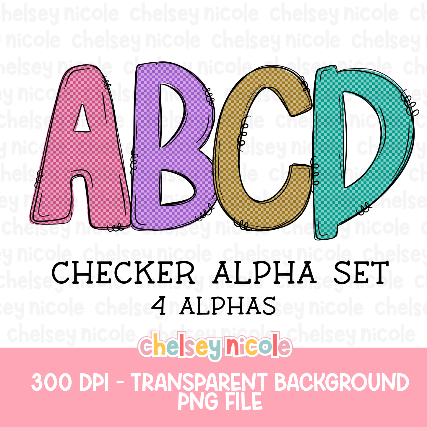 Checker Pastel Alpha Set (4 Alphas) - Commercial Use Allowed