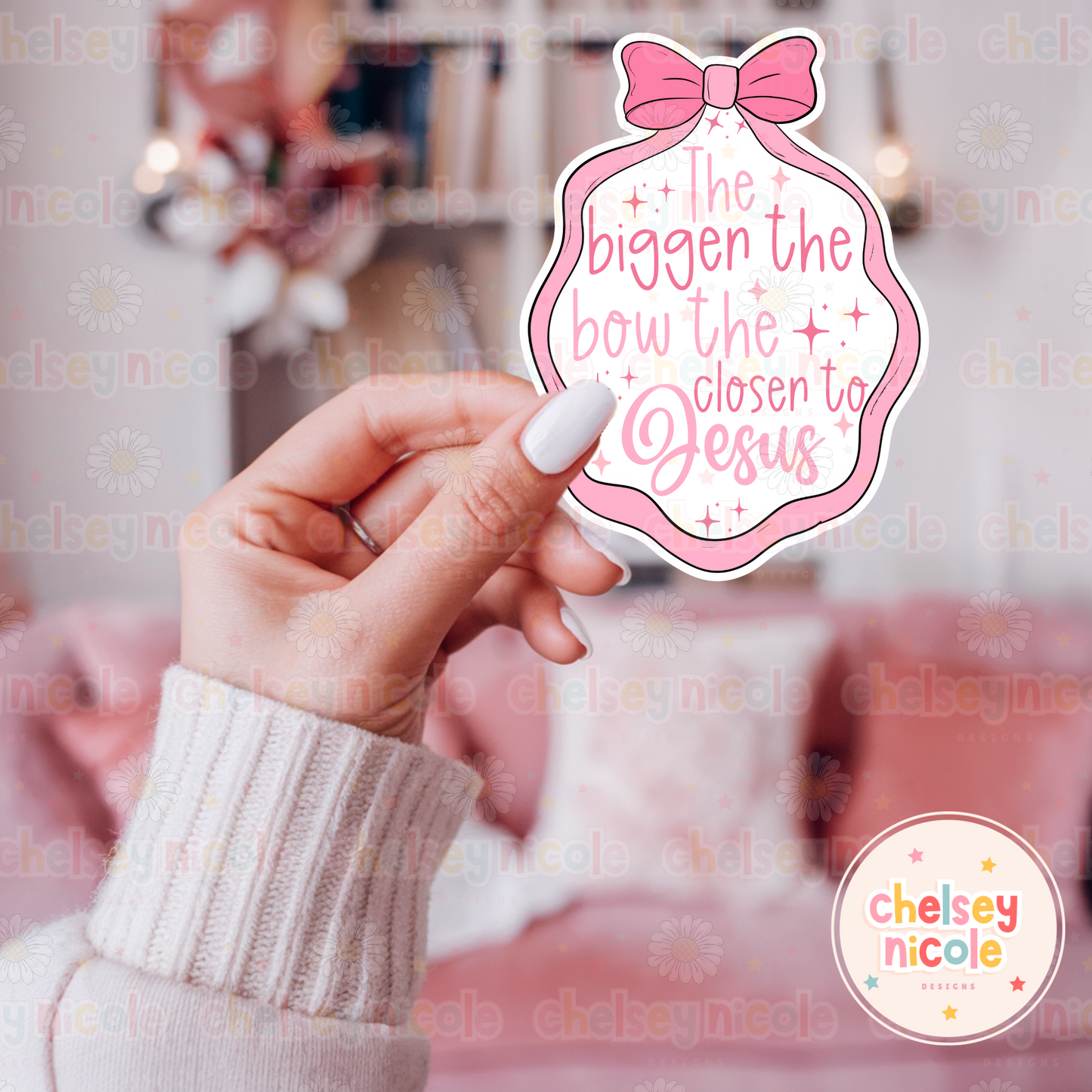 The Bigger The Bow The Closer To Jesus PNG - Girly Bow PNG -Christian PNG - Faith Based PNG