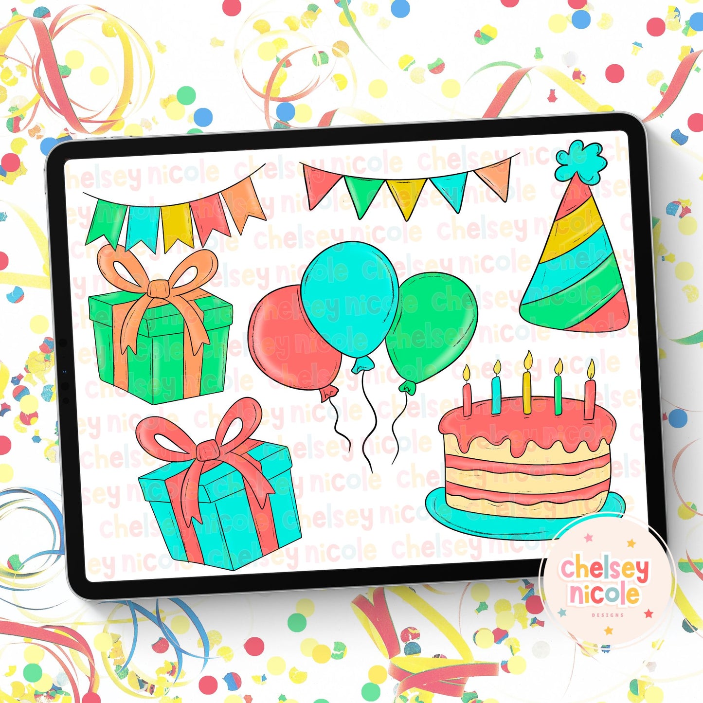 Birthday Bash Clipart Bundle - Celebration Clipart Bundle - Hand Drawn Clipart