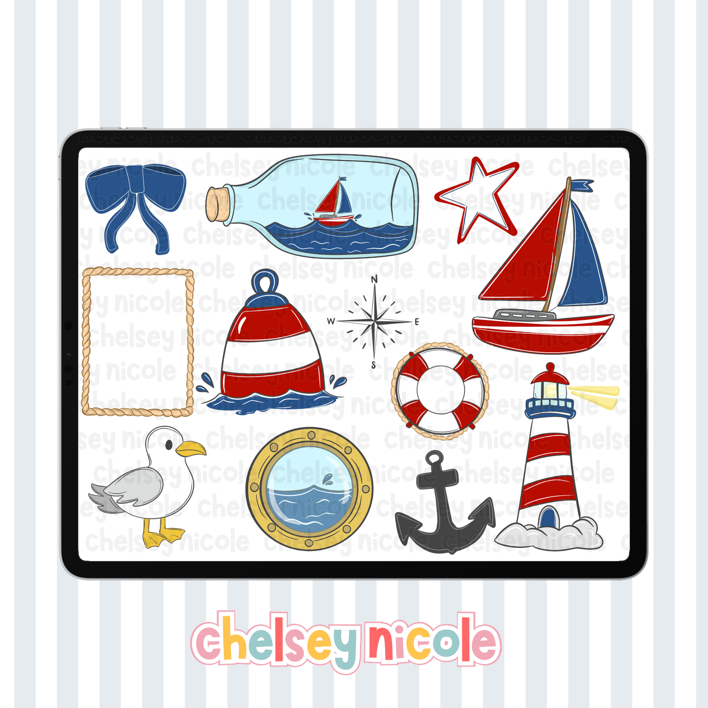 Coastal Cutie Nautical Clipart Set - Commercial Use Allowed