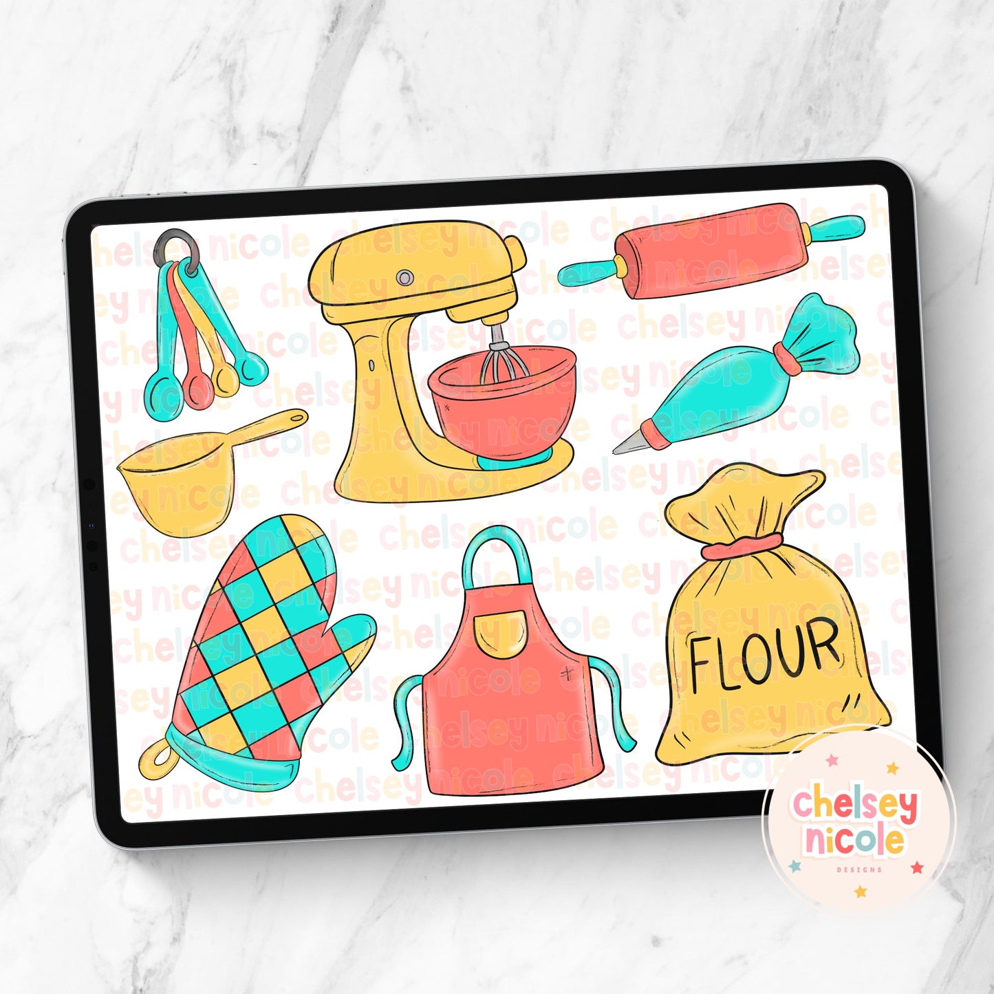 Bright Retro Baking Clipart Bundle - Baking Clipart Bundle - Hand Drawn Clipart