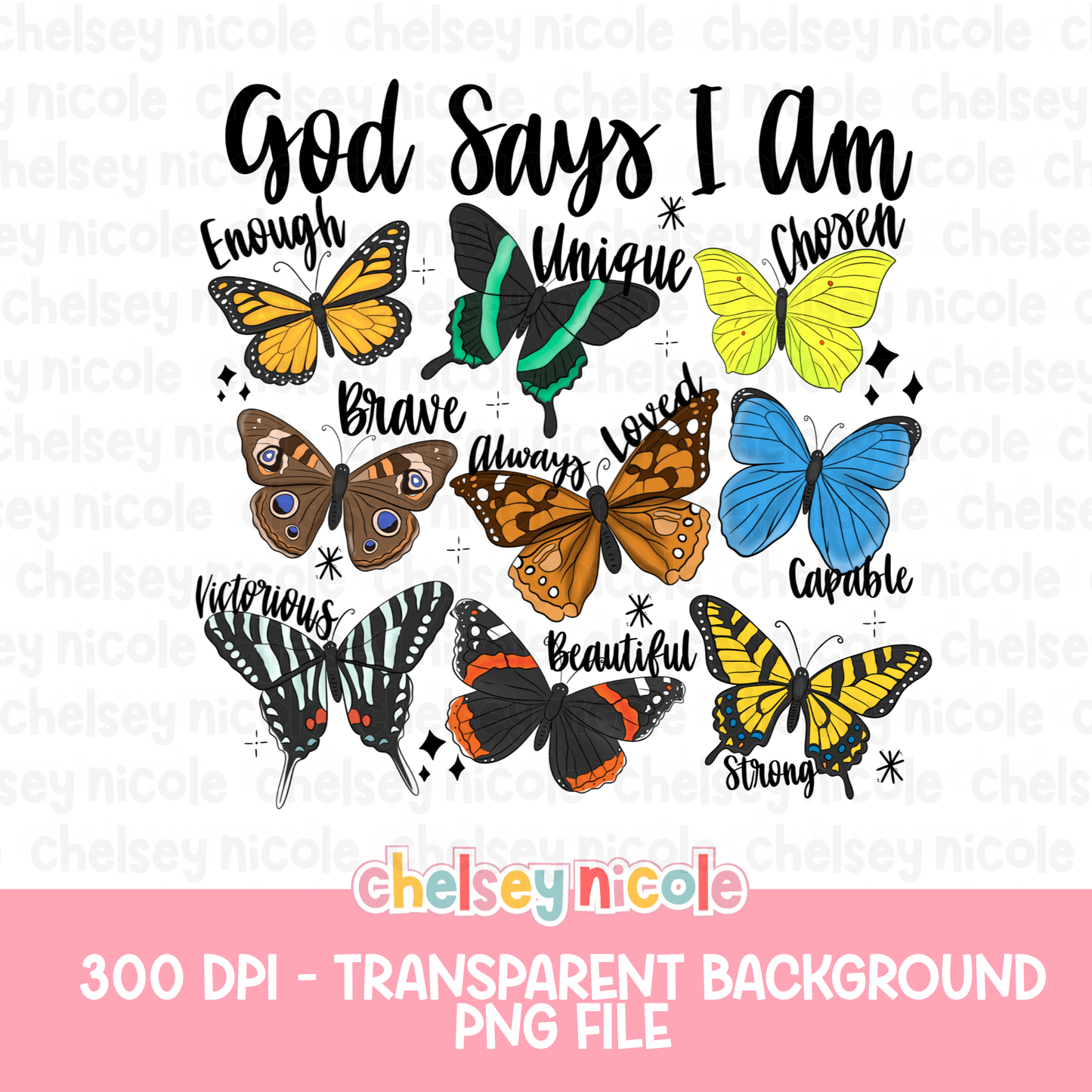 God Says I am Butterfly PNG | Cute Butterfly PNG | Christian Butterfly PNG