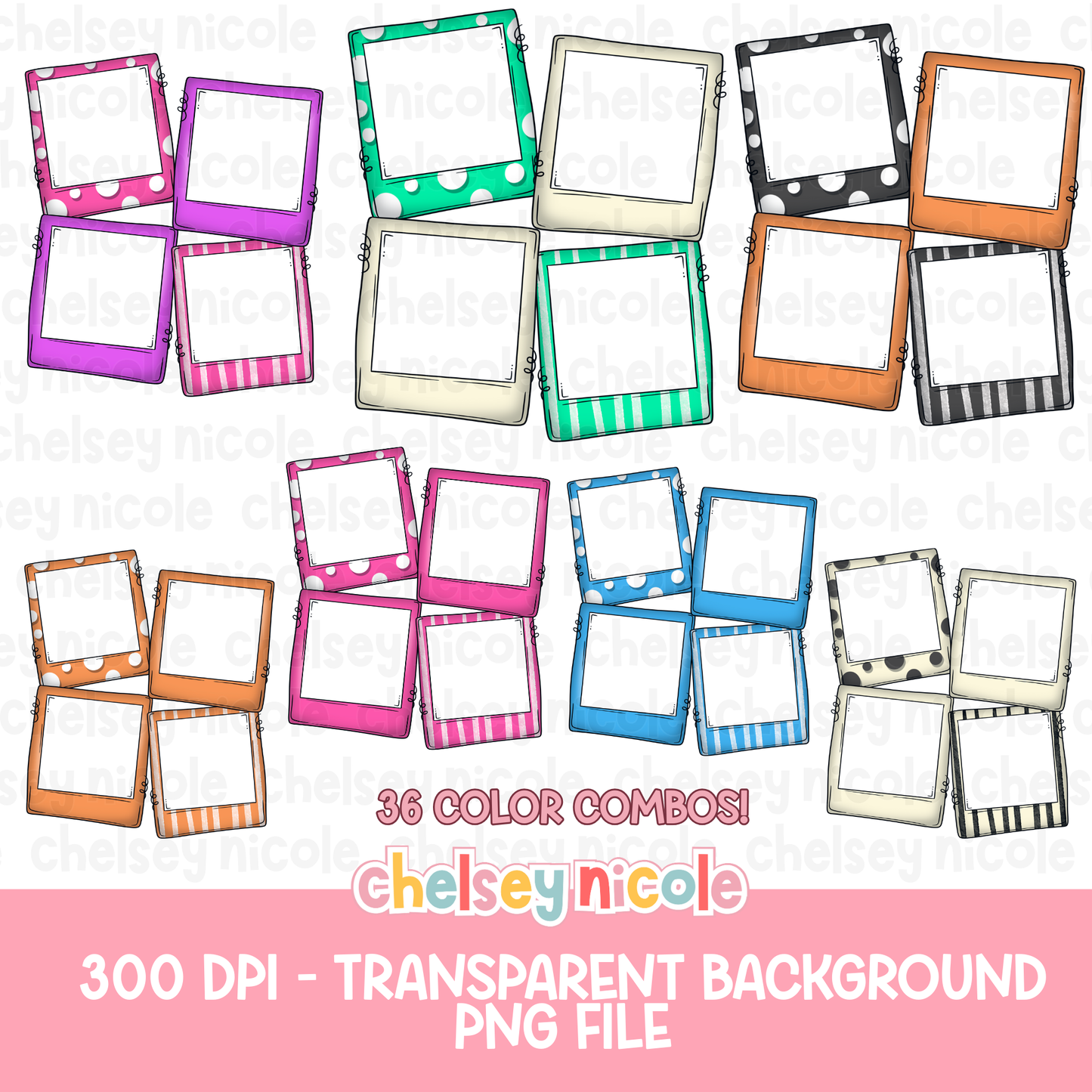 Polaroid Frame PNG bundle (Bundle of 36)