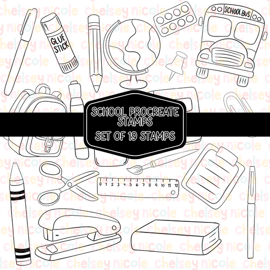 School Essentials Procreate Stamps | Back To School Procreate Stamps