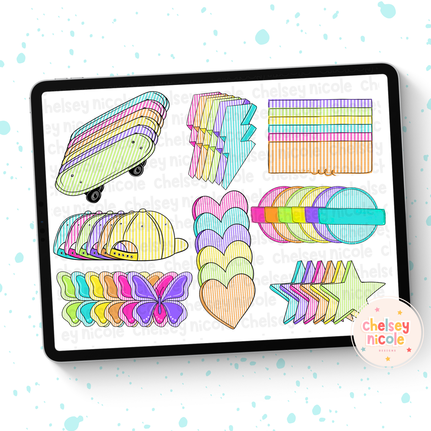 Seersucker Doodles - Striped Clip Art Doodle - Commercial Use Clip Art - Hand Drawn Doodle Clip Art Bundle