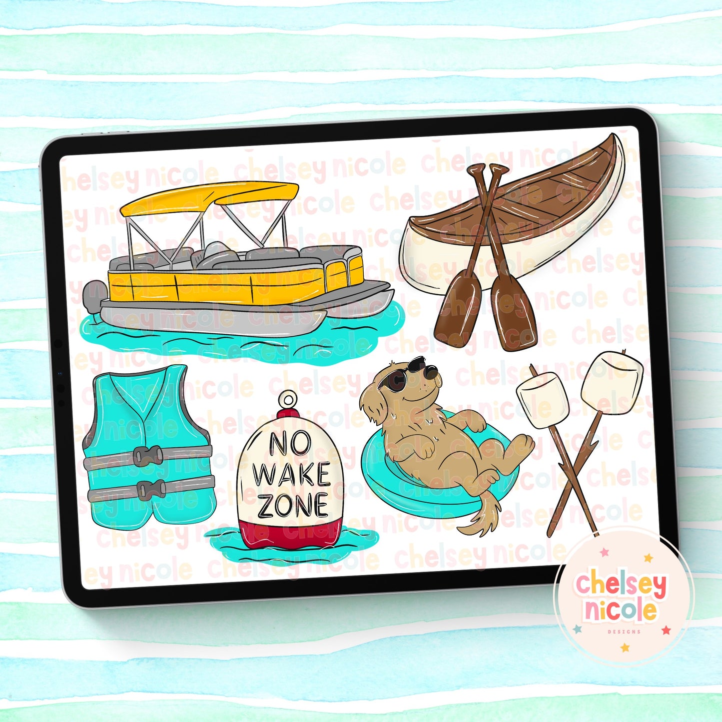 No Wake Zone Clipart Bundle - Summer Lake River Ocean Clipart Bundle - Hand Drawn Clipart