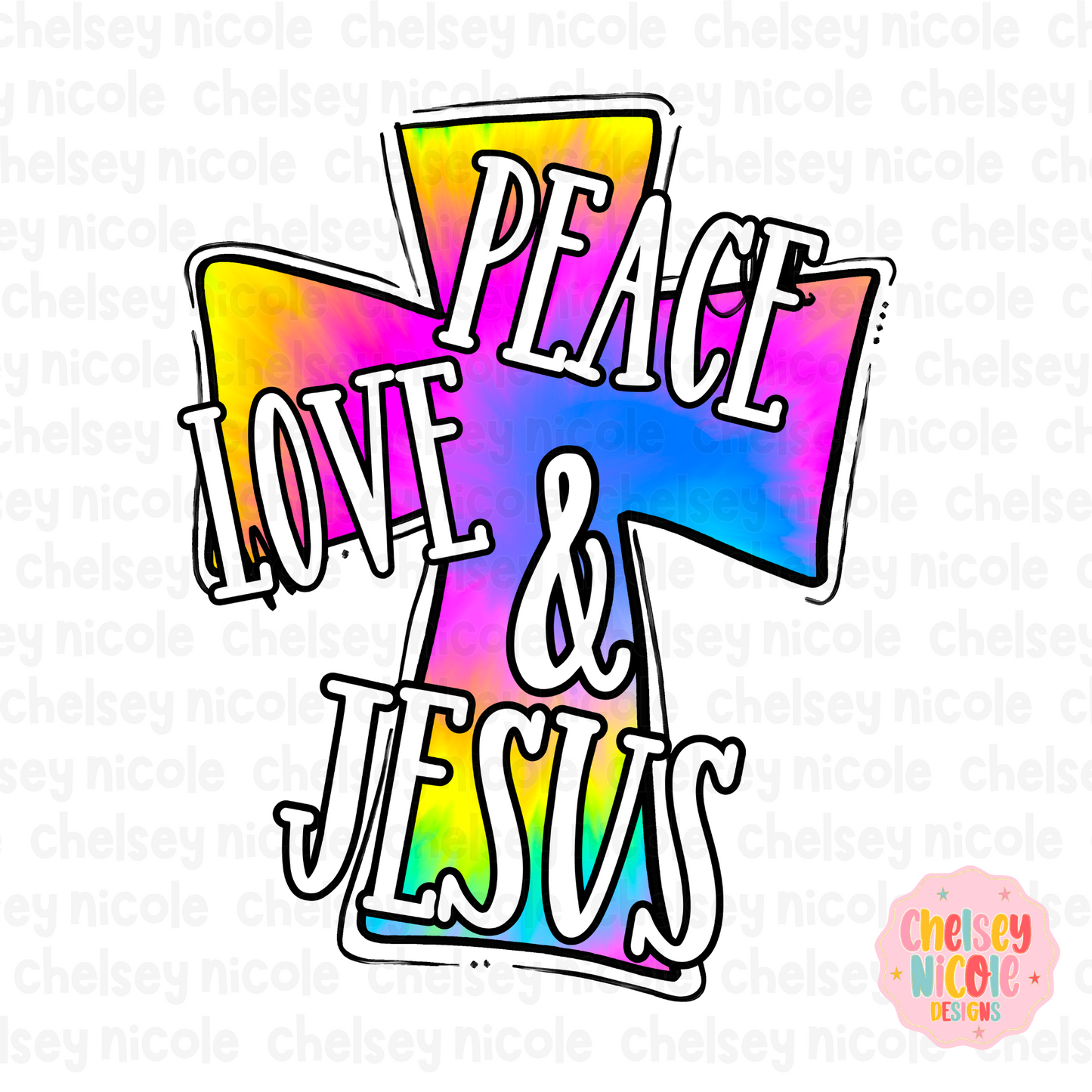 Peace Love and Jesus PNG | Tie Dye Cross PNG | Tie Dye Christian PNG | Digital Design For DTF and sublimation