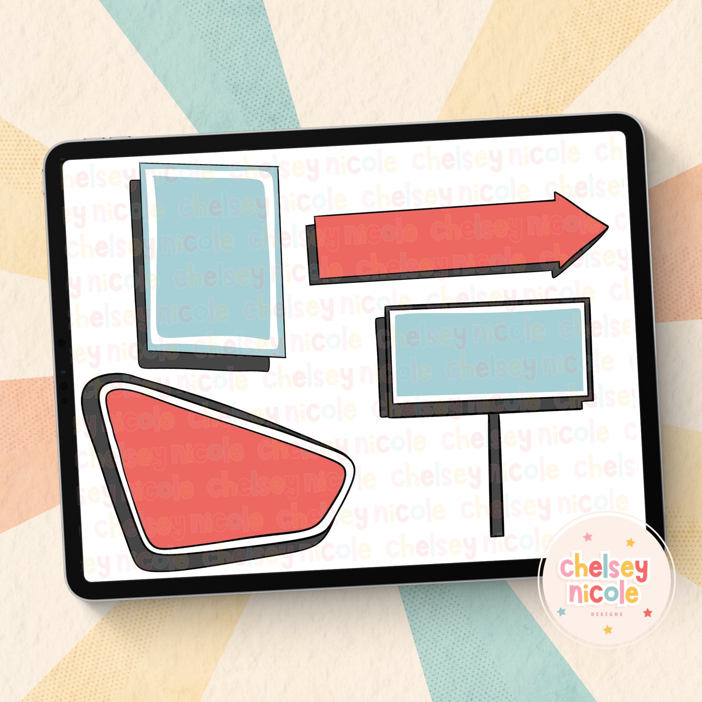Retro Sign Creator Clipart Bundle - Sign Clipart Bundle - Hand Drawn Clipart