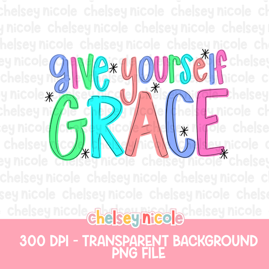 Give Yourself Some Grace PNG | Cute Pastel PNG | Positive PNG