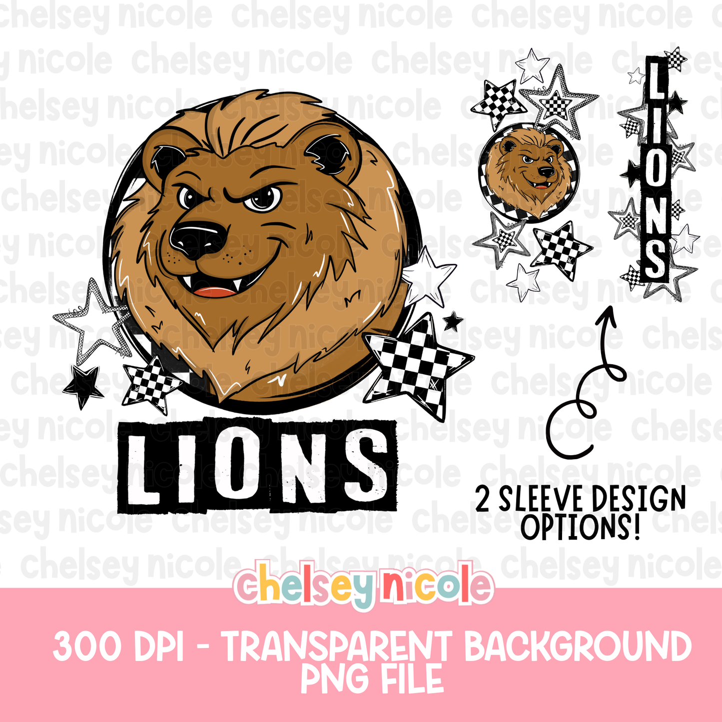 Lions Mascot PNG | Hand Drawn School Spirit Design | Lions School Spirit Mascot | Design for sublimation and DTF (Copy) (Copy)