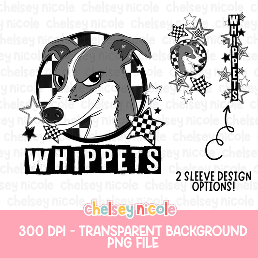 Whippets Mascot PNG | Hand Drawn School Spirit Design | Whippets School Spirit Mascot | Design for sublimation and DTF