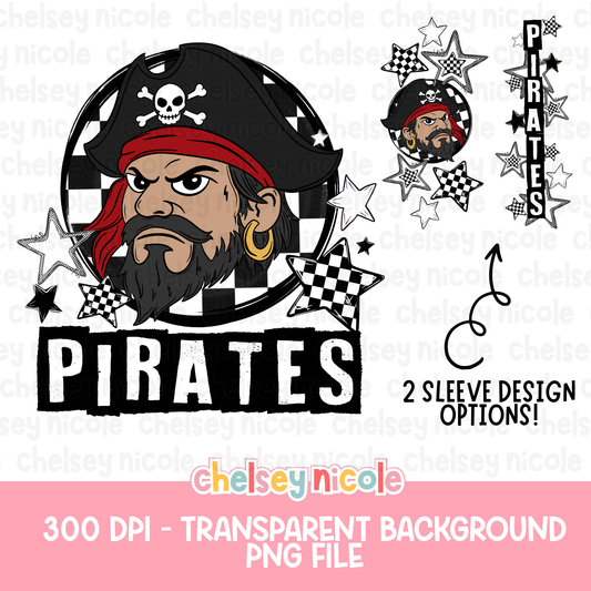Pirates Mascot PNG | Hand Drawn School Spirit Design | Pirates School Spirit Mascot | Design for sublimation and DTF