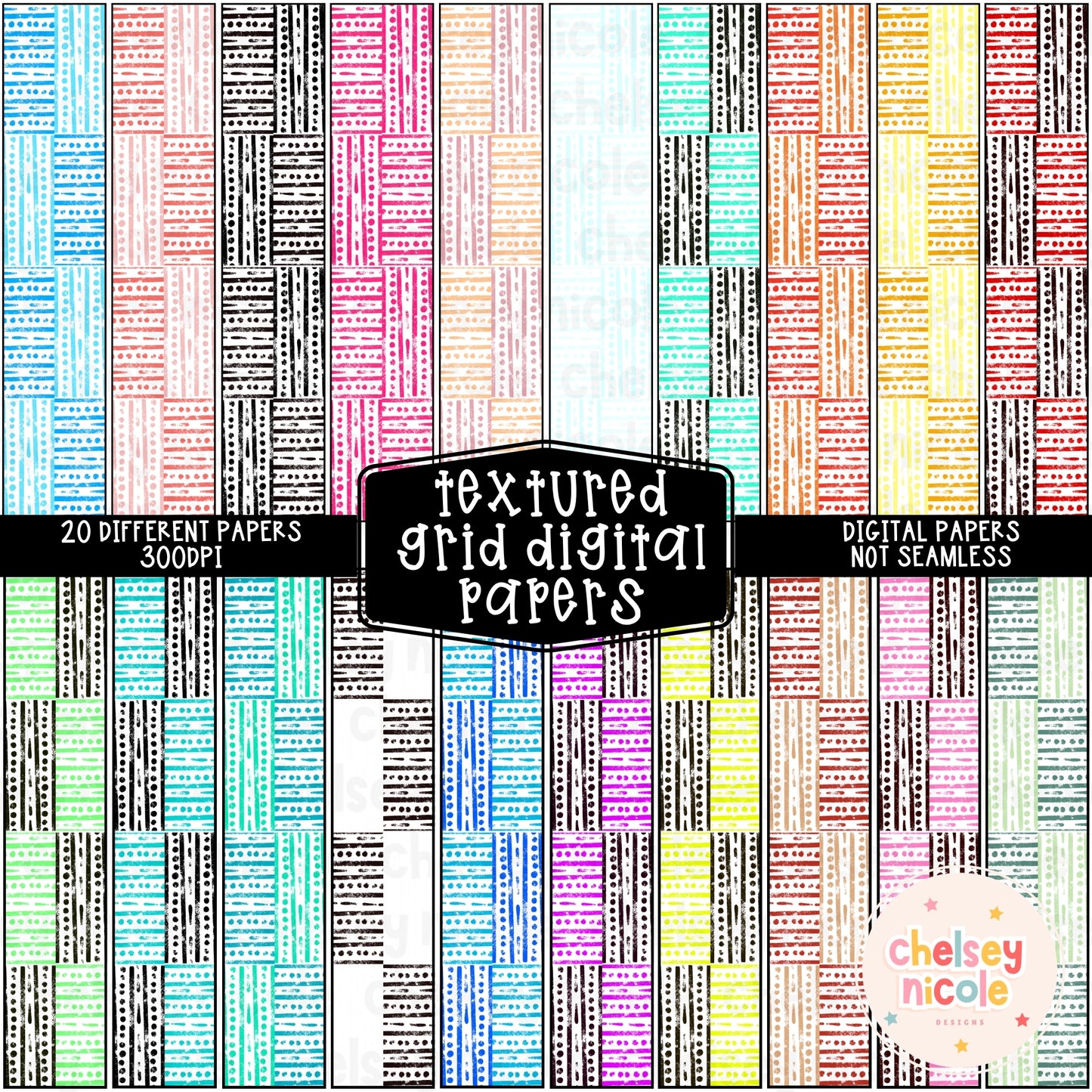 Textured Grid Digital Paper Bundle