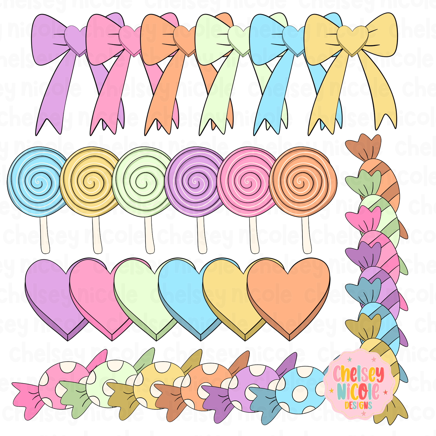 Pastel Candies Clipart Set - Commercial Use Allowed