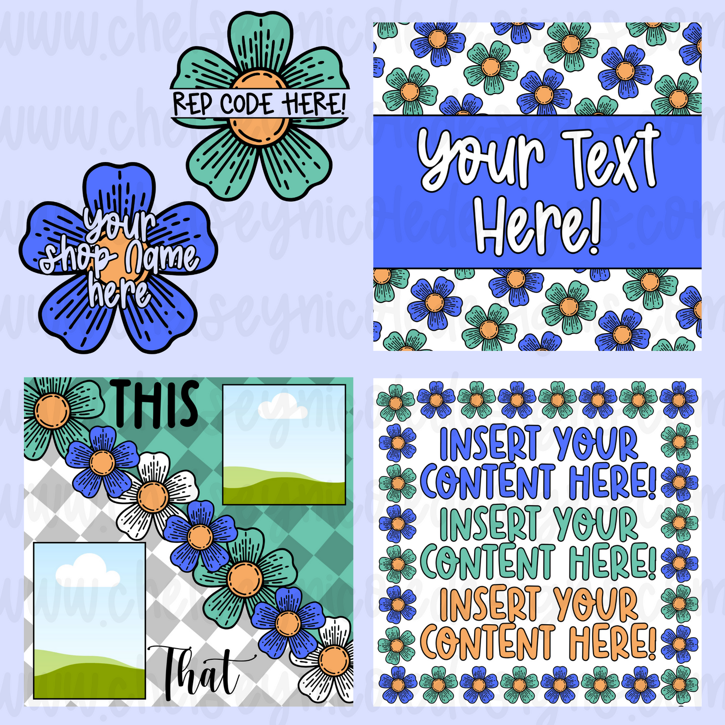 Retro Floral Social Media Canva Template