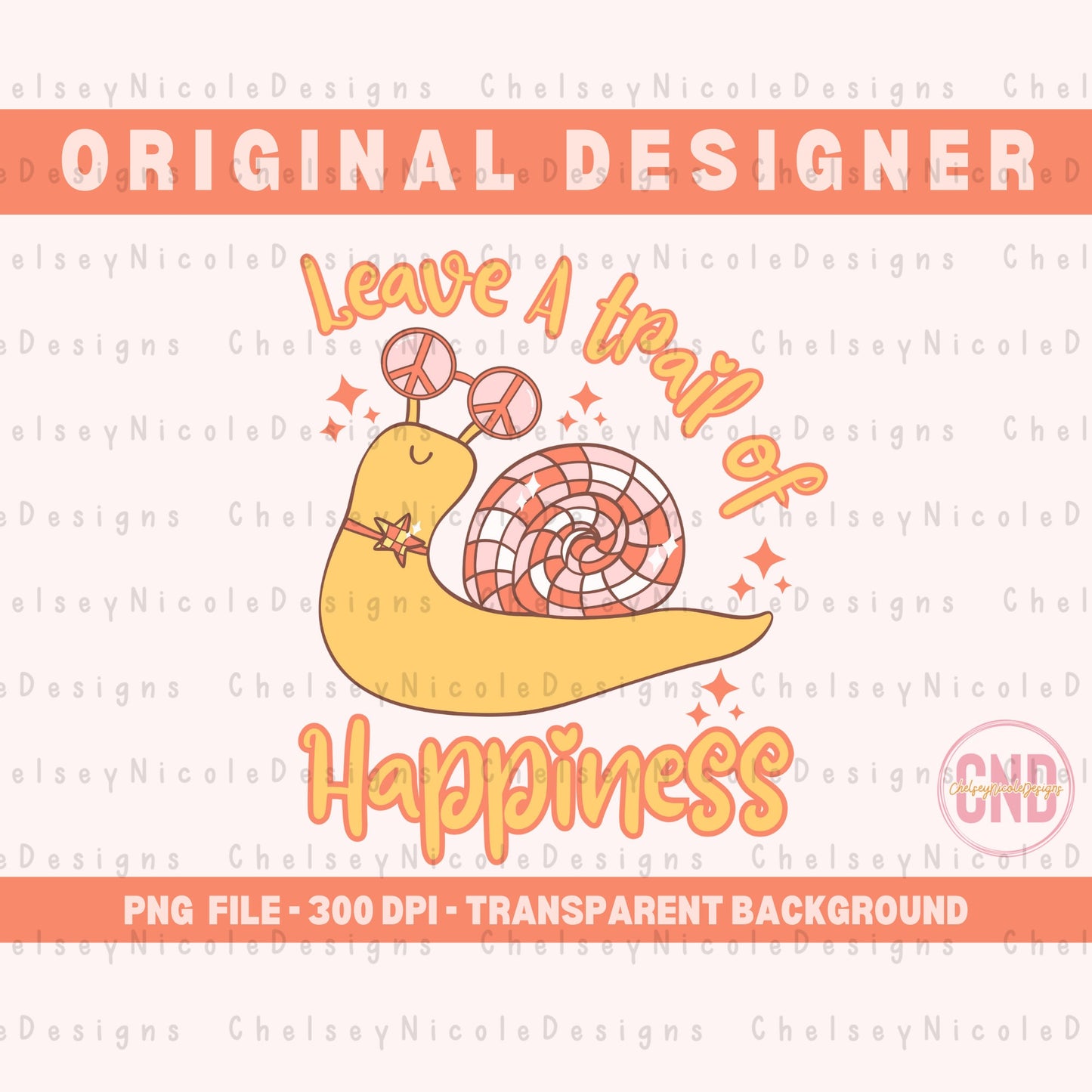 Leave A Trail Of Happiness PNG | Retro Boho PNG | Disco Snail PNG